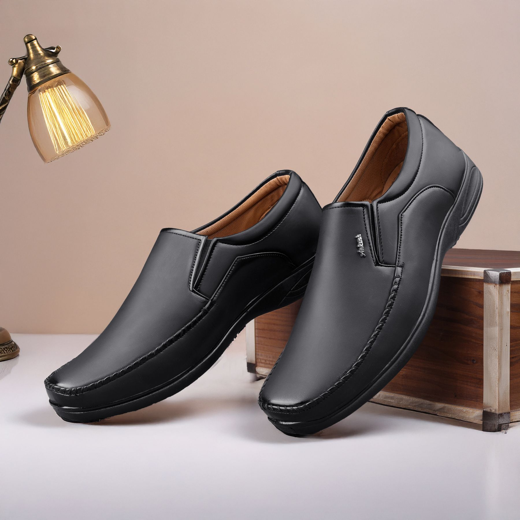 Men Synthetic Leather Black Formal Durable Comfortable Shoes Walking Shoes For Men-image-3
