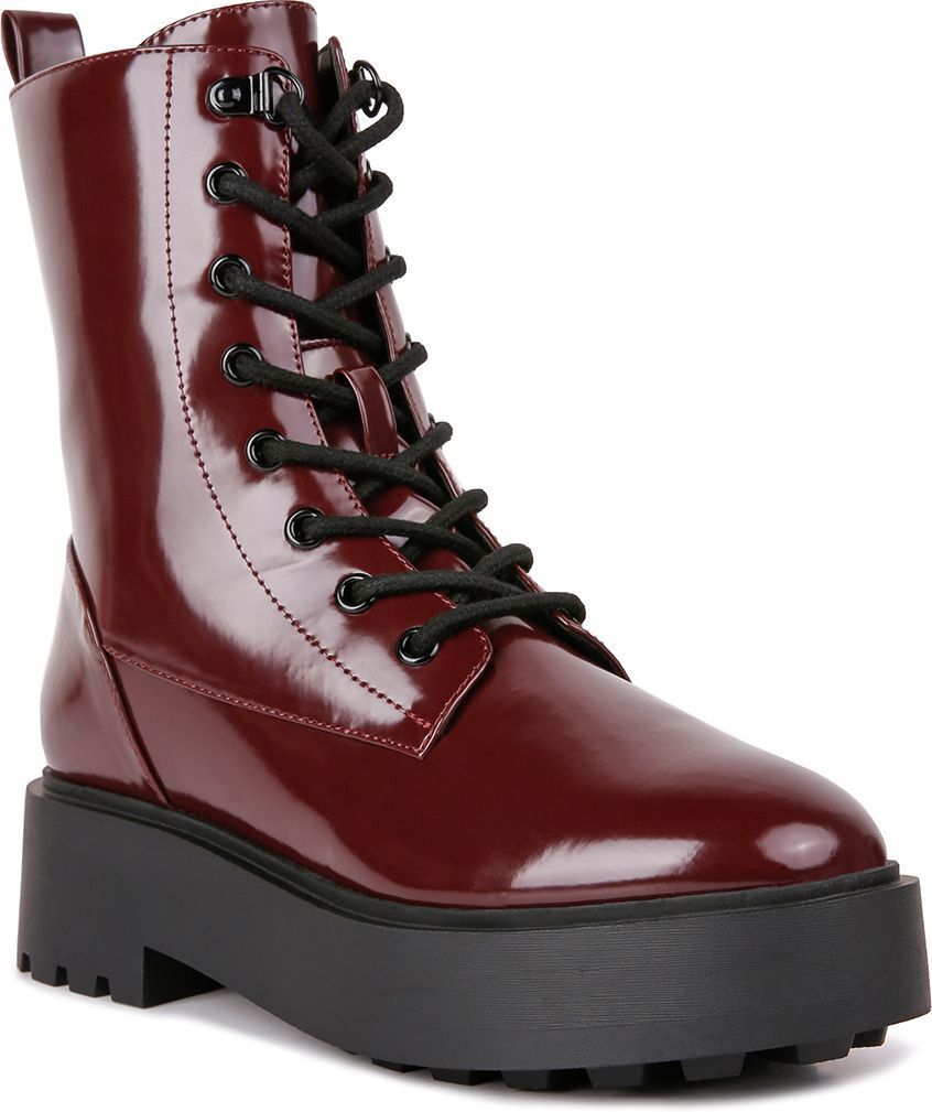 Burgundy Ankle Biker Boots Boots For Women-image-48