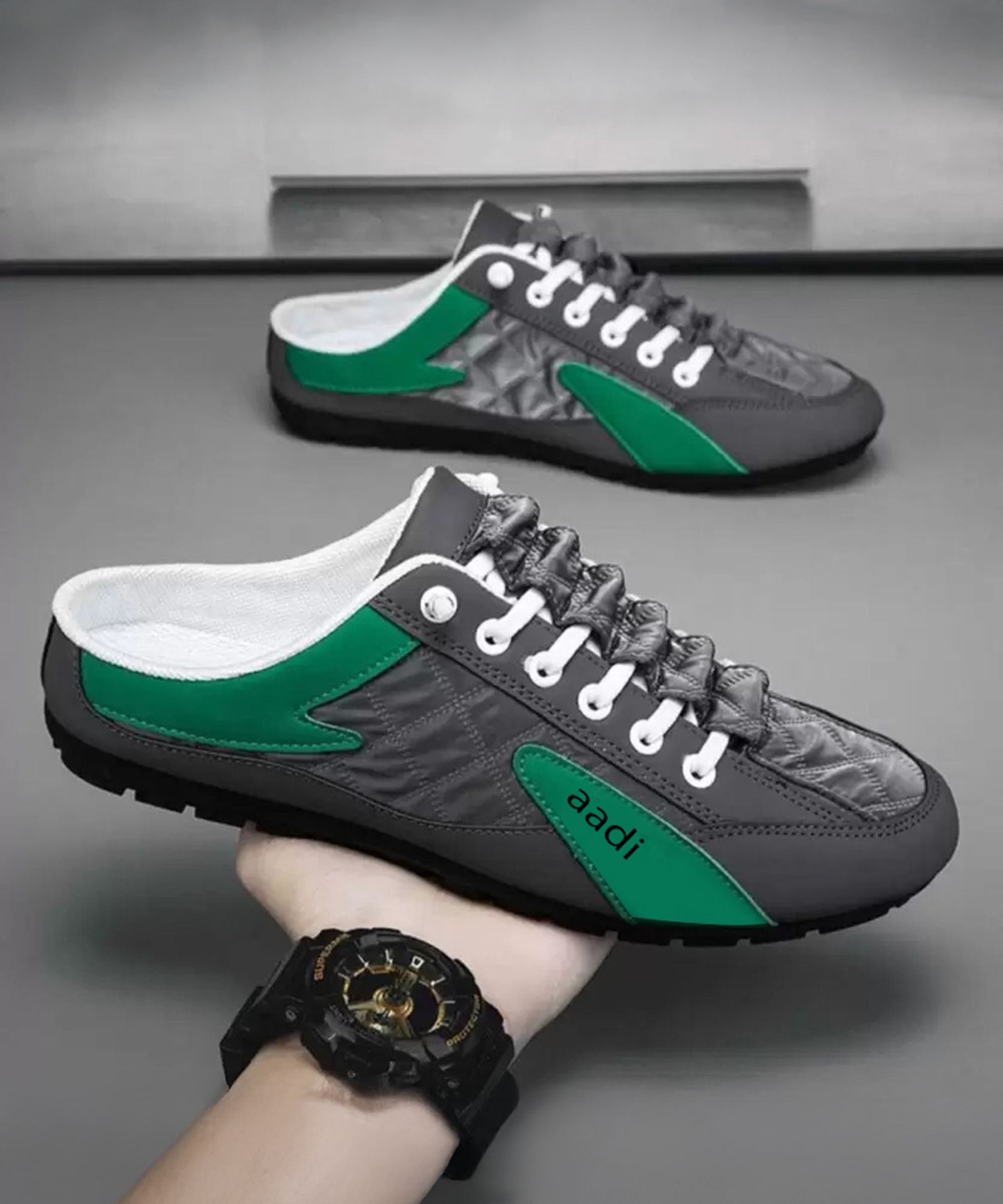 Aadi Men Black & Green Casual Sneaker Sneakers For Men-image-0
