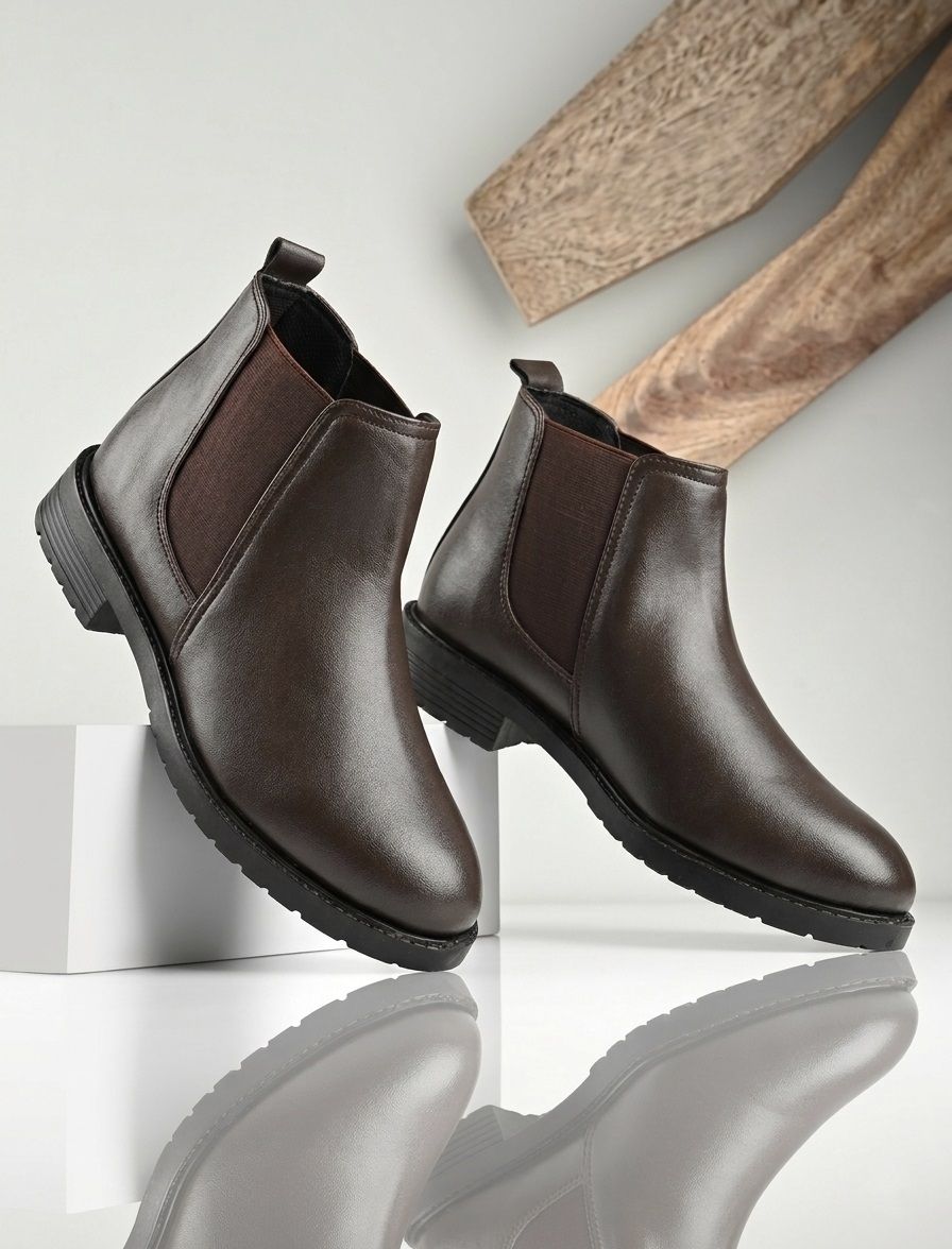 TENOX Men Brown Ankle Boots | High-Top Chelsea Shoes Boots For Men-image-25
