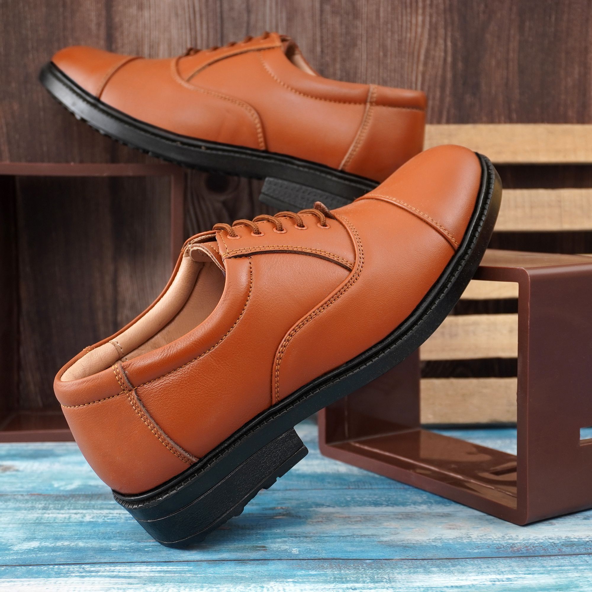 wornwalk police shoe pure leather comfortable for men (Brown) Derby For Men-picture-28