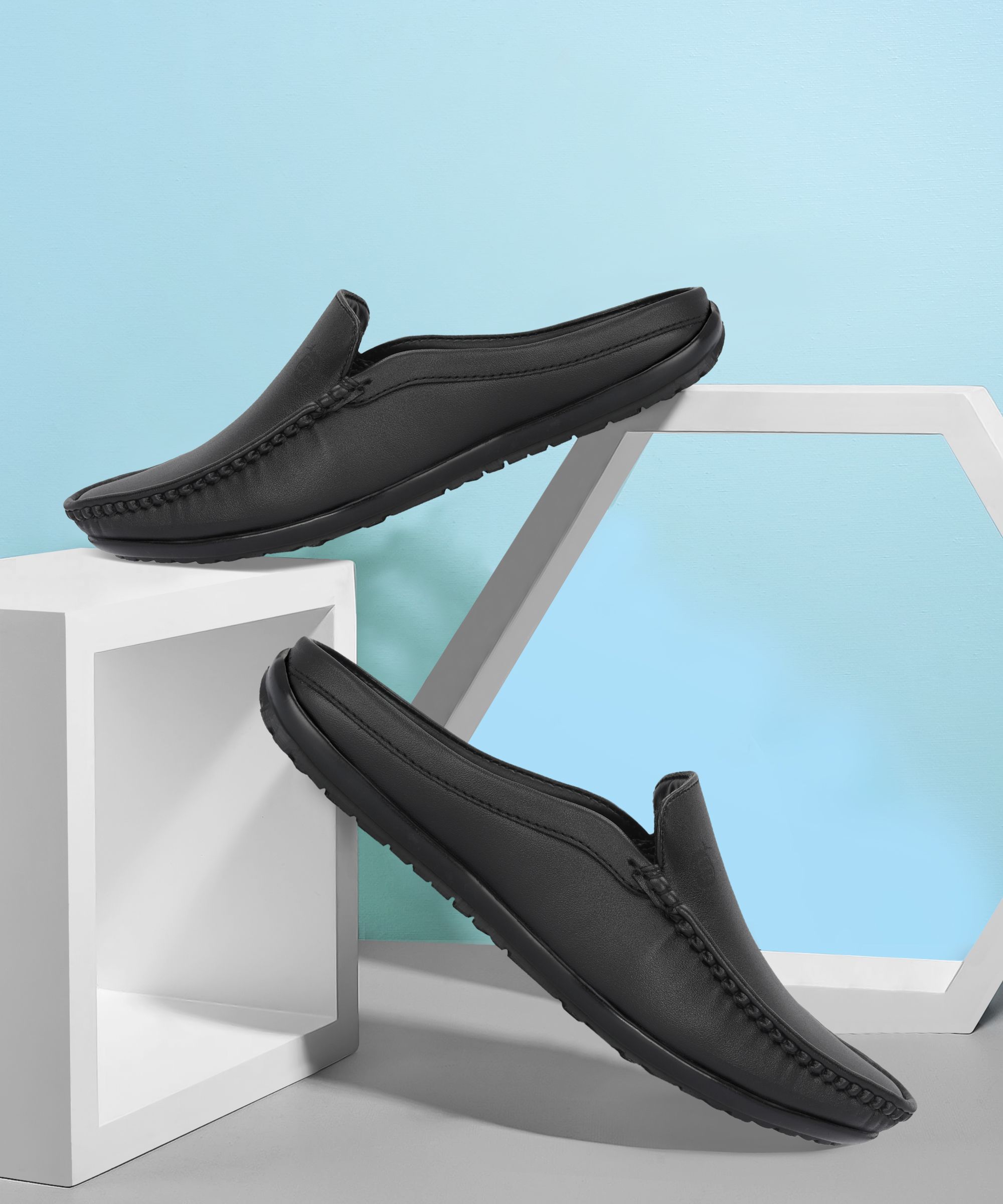 Synthetic Leather Black Formal Mule/Clogs Office Shoes Slip On For Men-image-5