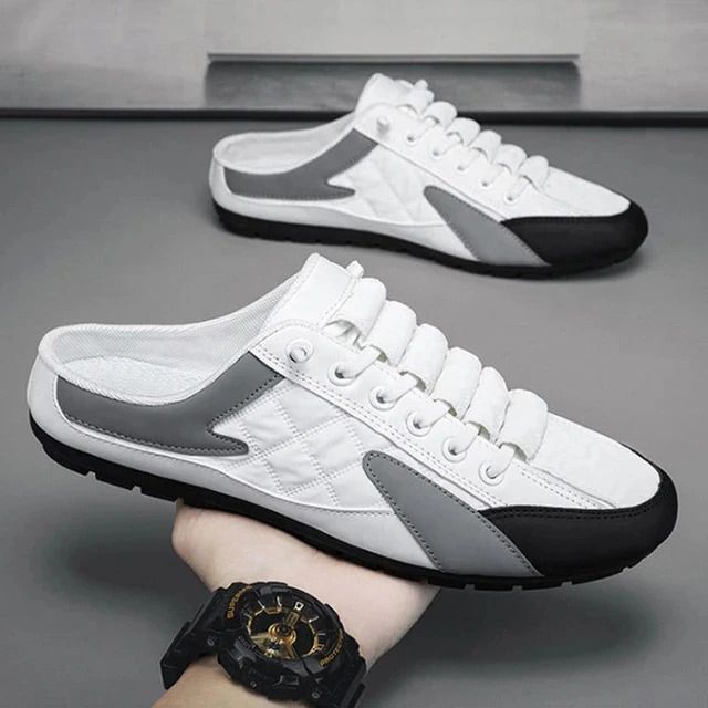 flexfit Stylish Men's Half Back Open Backless Footwear, Lace Up Outdoor Casual Sneakers For Men-picture-16