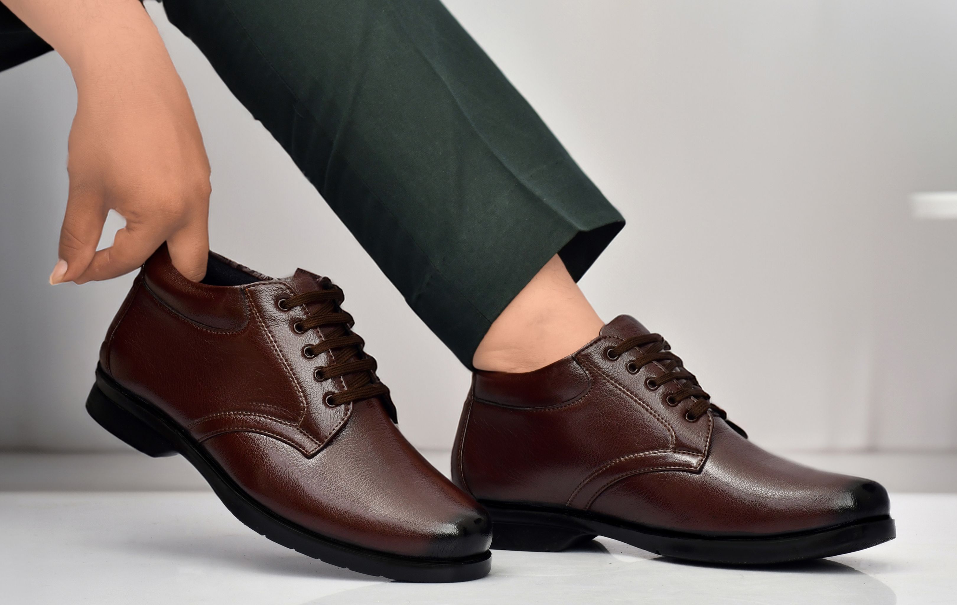 zixer Leather Mid-Top Formal Shoes Men's/Office Leather Shoe For Men/Derby Formal Shoe Lace Up For Men-picture-17