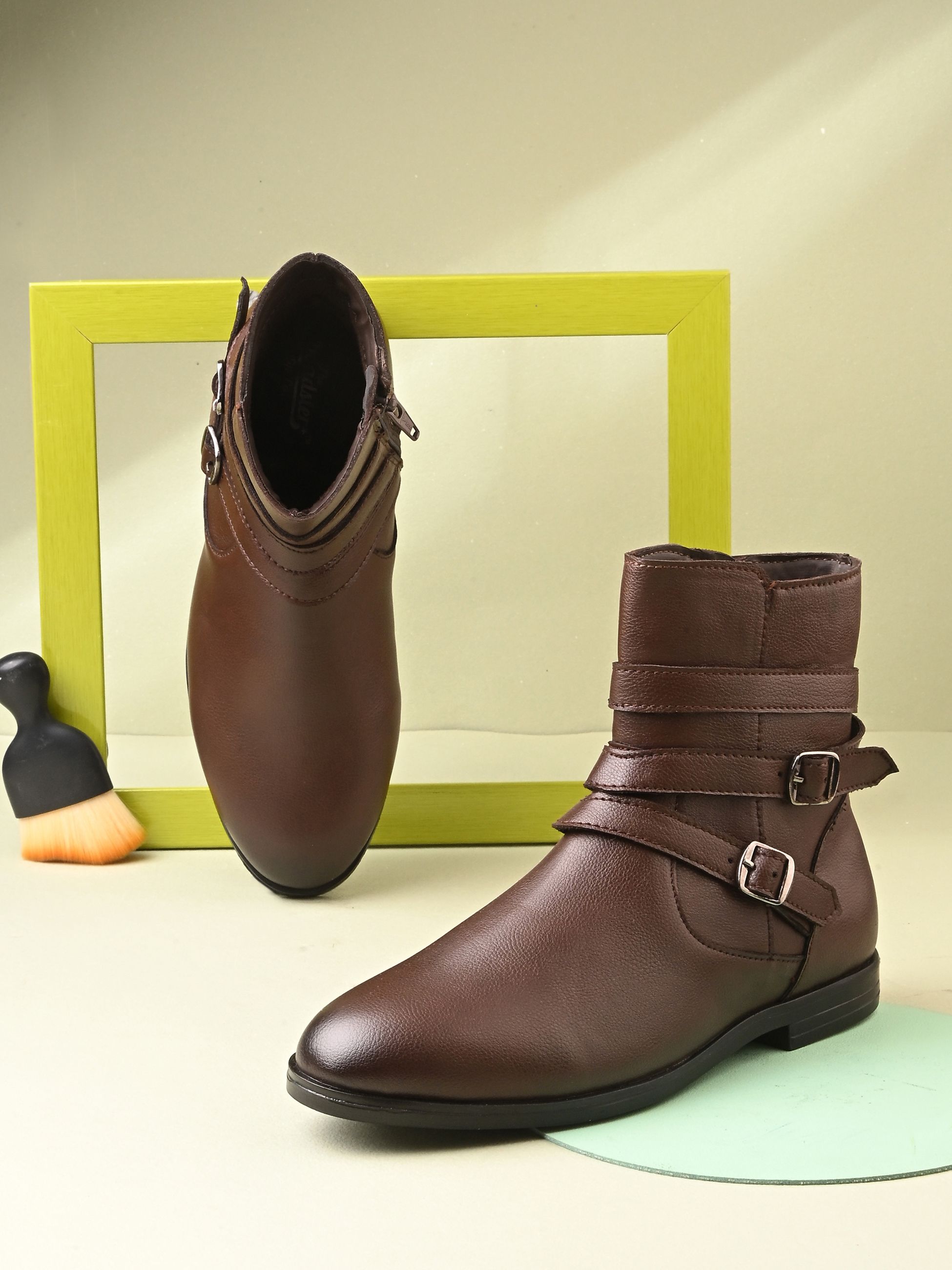 roadster Trendy Brown Buckle details Stylish Casual Chelsea Boots for Women Boots For Women-picture-38