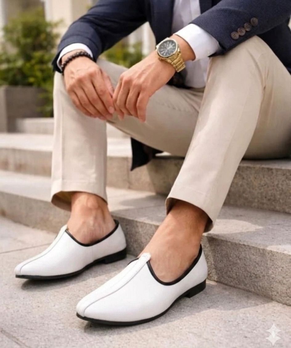 ekaaya Men"s Classic white traditional Jalsa,comfortable ethnic footwear For Men Slip On For Men-picture-34