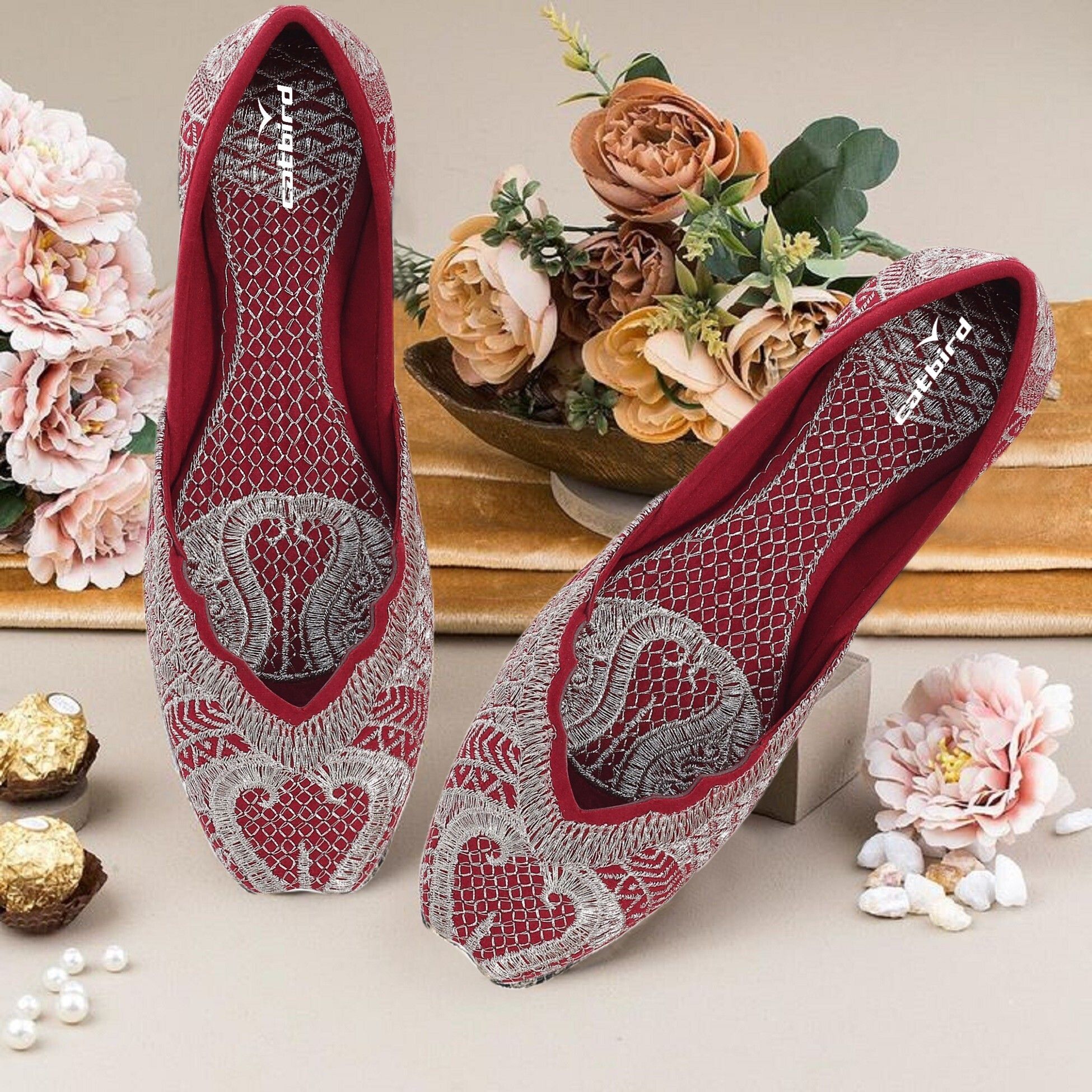 Embroidered Tradtional Flats Mojari, Ethnic Shoes, Punjabi Jutis For Women-image-47