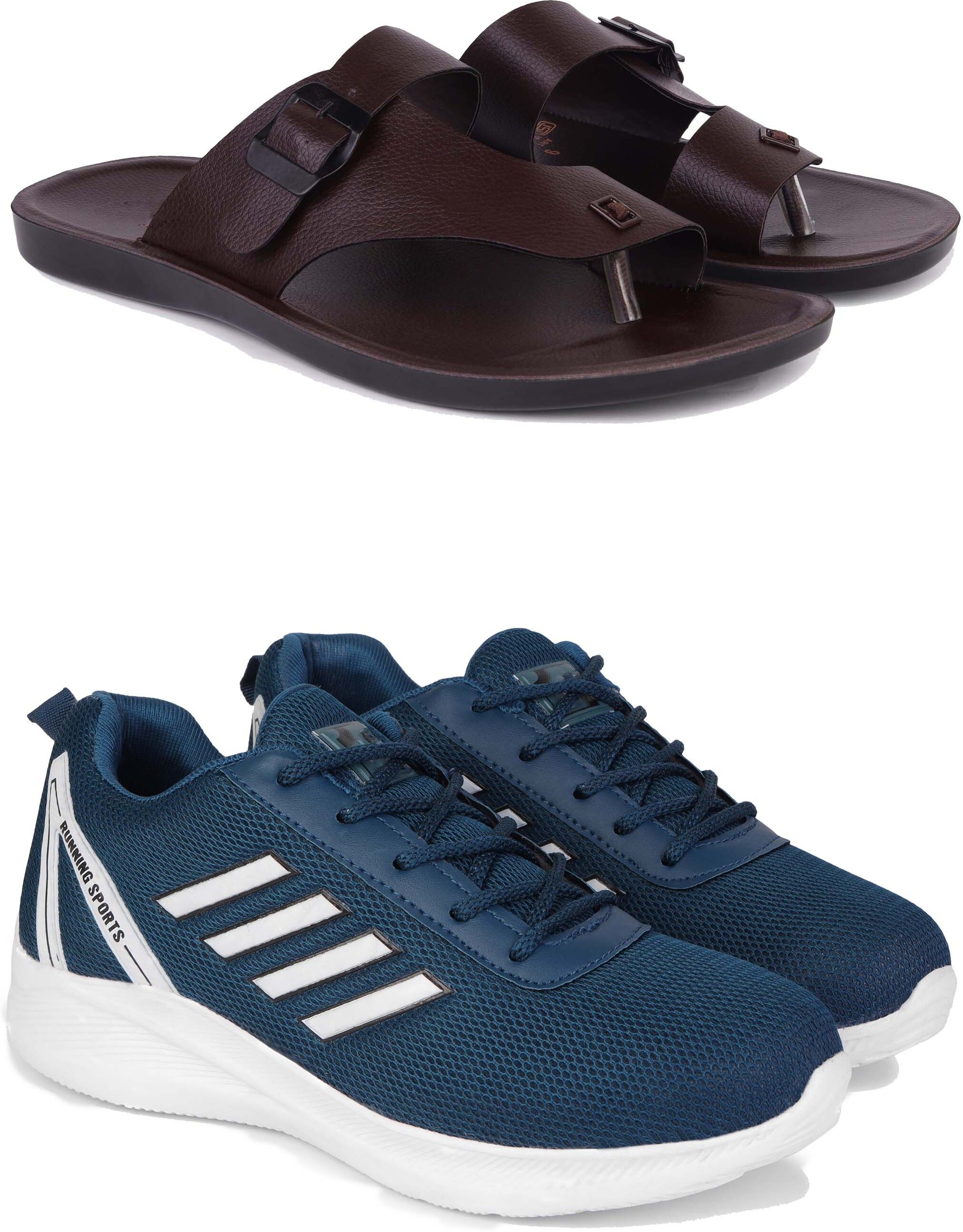 Men’s Sports Shoes & Slides Combo | Running Shoes with Slippers Walking Shoes For Men