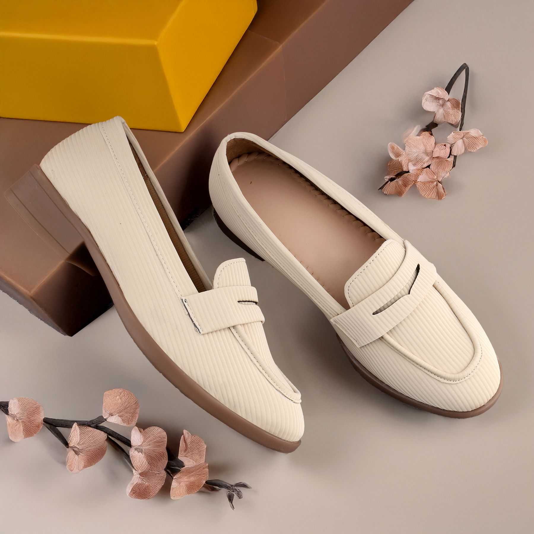 marco bellorri Women Textured White Penny Loafers, Comfortable Slipon Formal Shoe With Tpr Sole Loafers For Women-picture-18