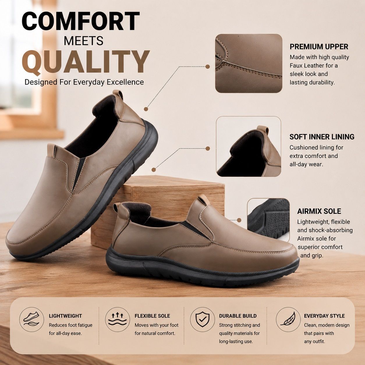 bxxy Men's New Daily Wear Loafers, Flexible Airmix Sole Slip On Walking Shoes Outdoors For Men-picture-34