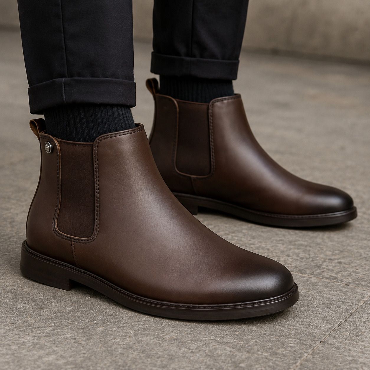 inn black Men's Chelsea Boots Premium Synthetic Leather Ankle Slip-On Casual Formal Boots Casuals For Men-picture-12