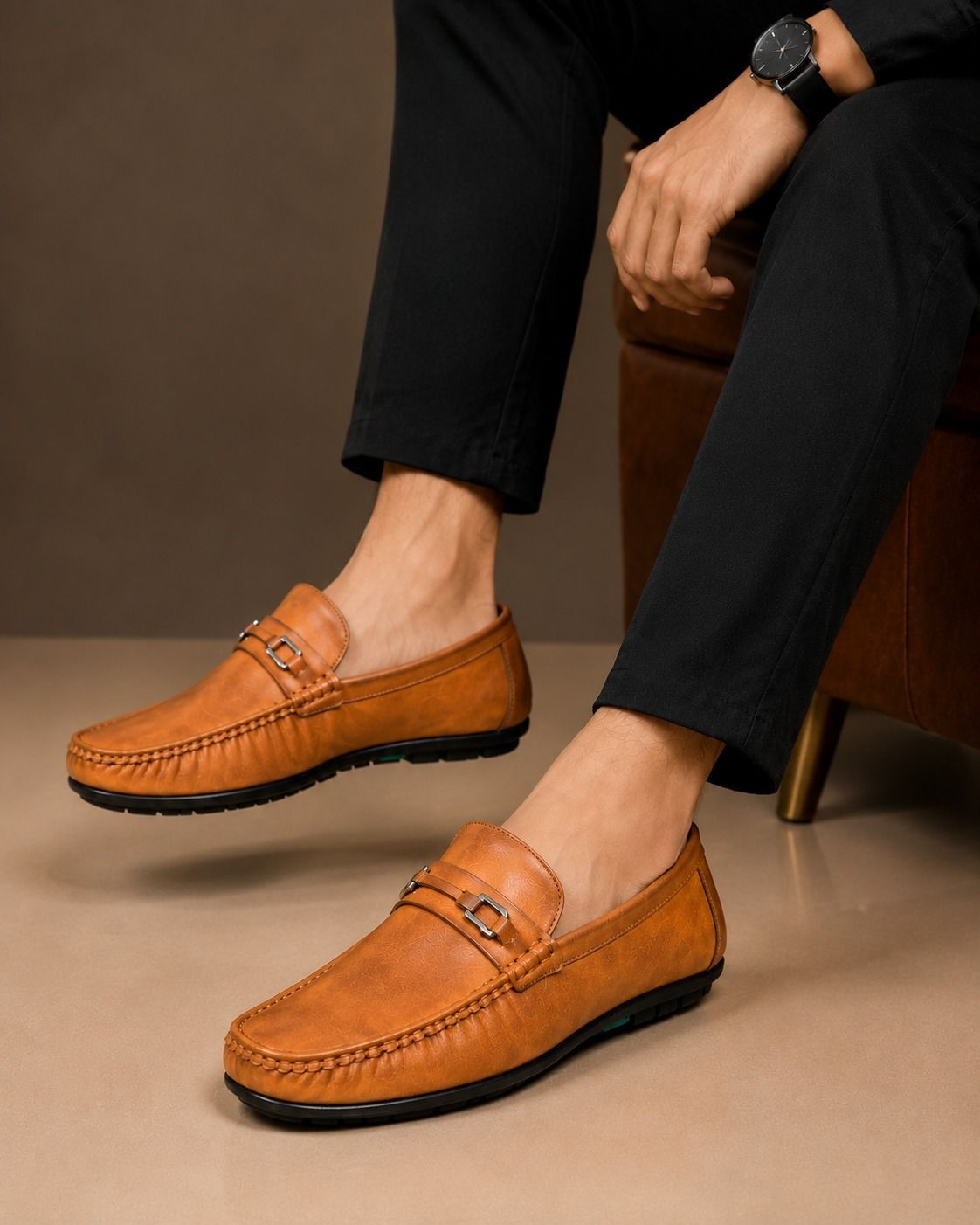 Tan Metal Bit Comfort Driving Loafers for Men Loafers For Men-image-7