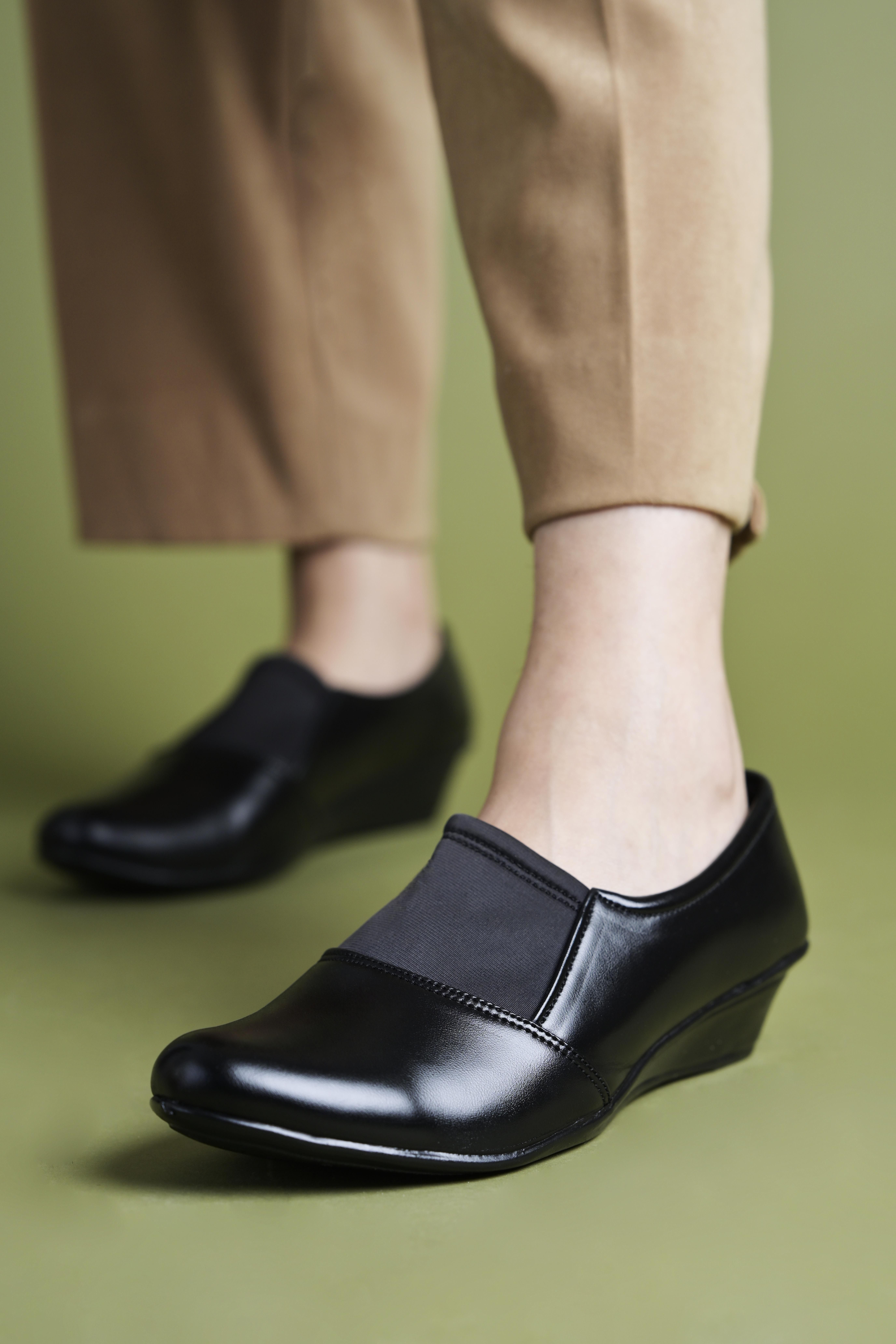 Formal Office Platform Heel Wedges Slip On Casuals For Women-image-9