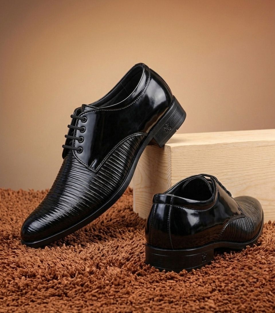 Premium Black Textured Formal Shoes for Men | Stylish Party & Office Wear Party Wear For Men-image-27