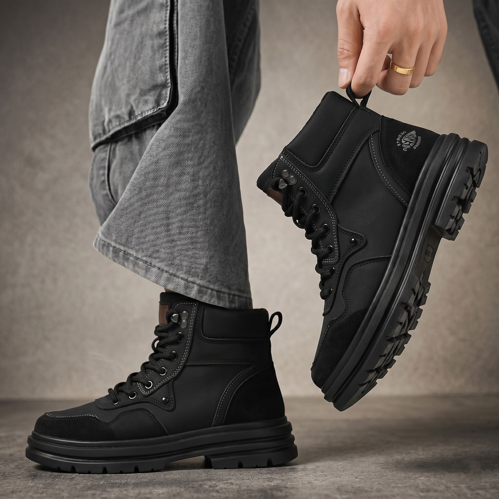 Stylish Casual High Ancle Sneakers Boot Shoes For Men Black Boot High Tops For Men-image-1