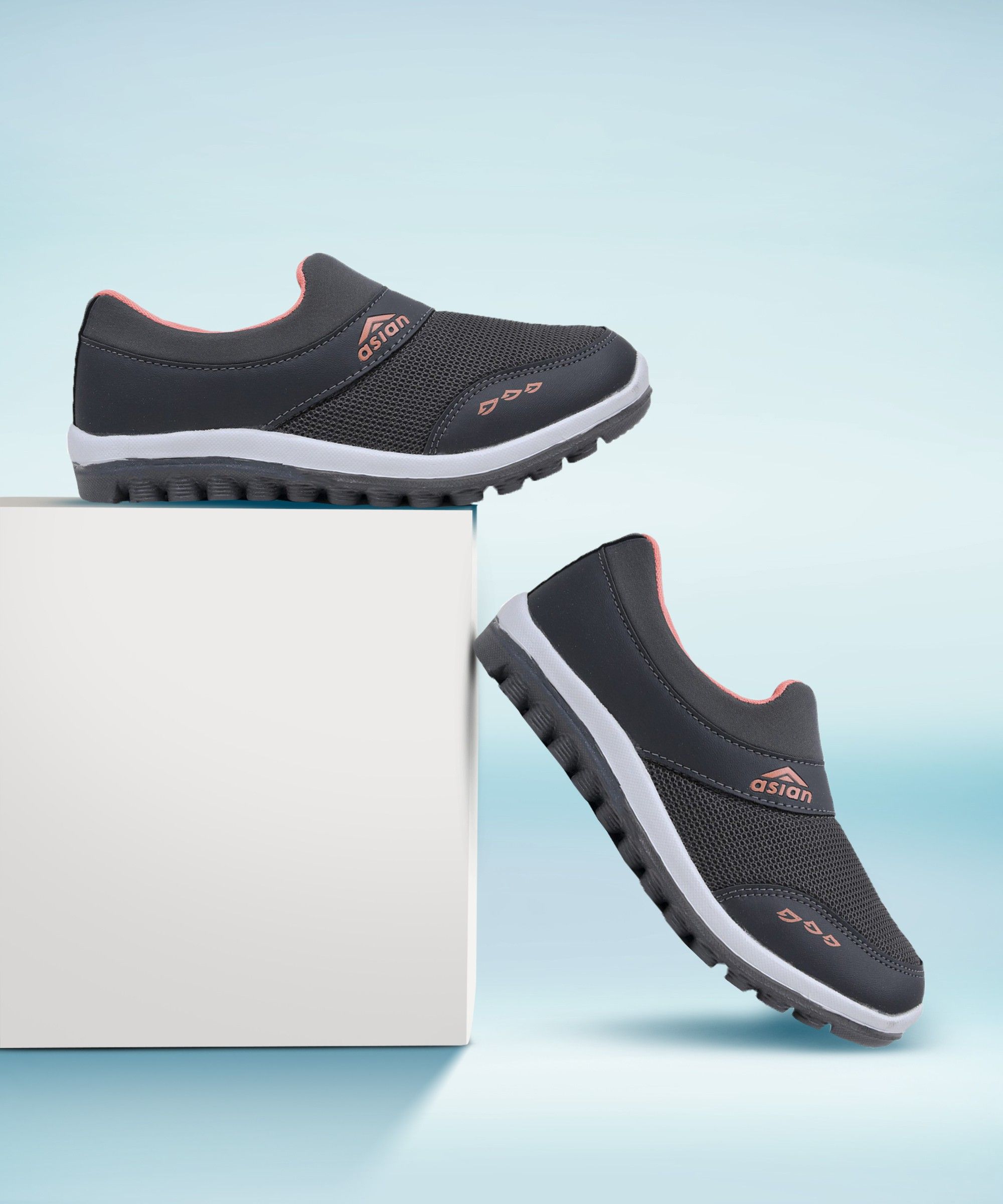 Riya-04 Grey Peach Sports Shoes,Gym Shoes,Casual Shoes,Walking Shoes, Running Shoes For Women
