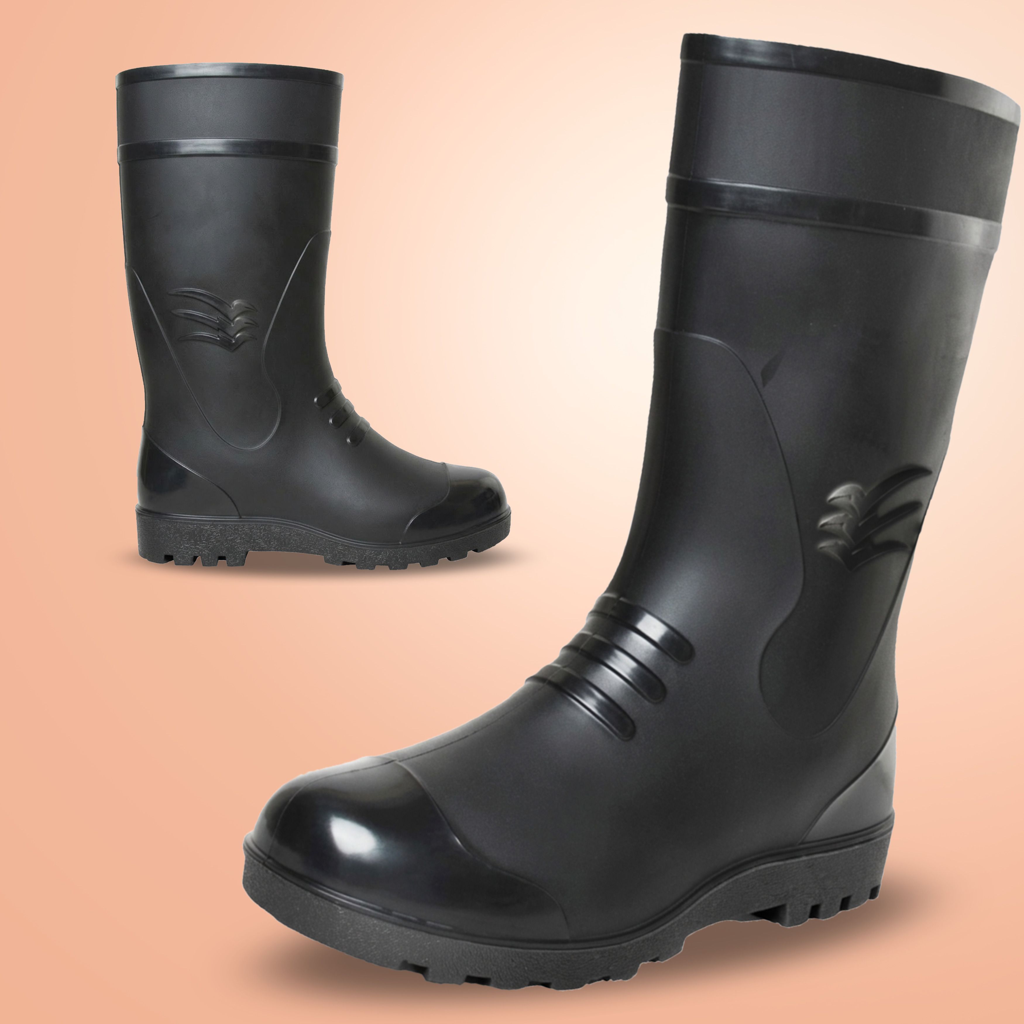 elecant PVC 12-inch Gumboots Non-Metallic Toe, Oil and Water-Resistant Slip On For Men-picture-2