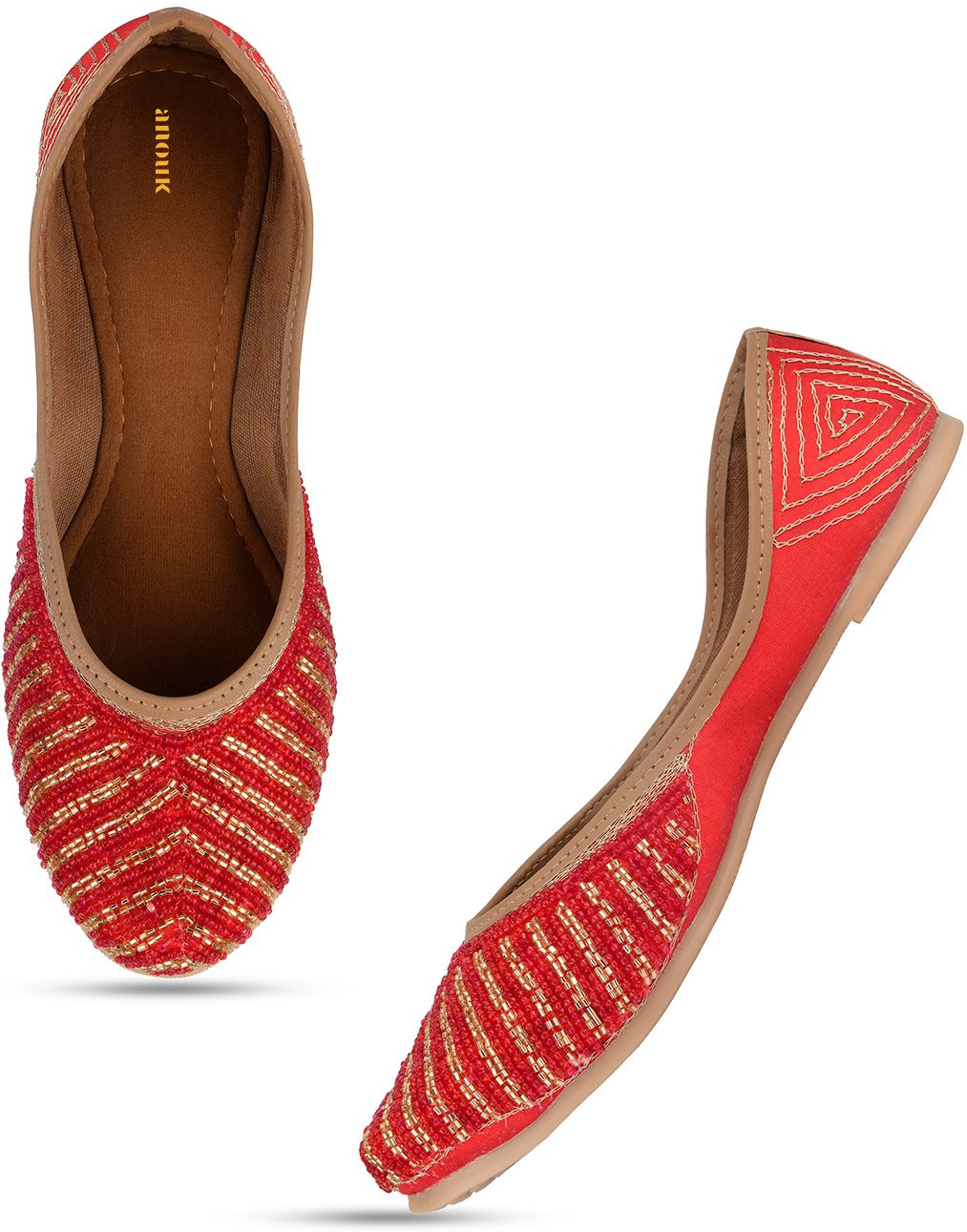 White embroidered mojari for women with beads embellishment Casuals For Women-image-24