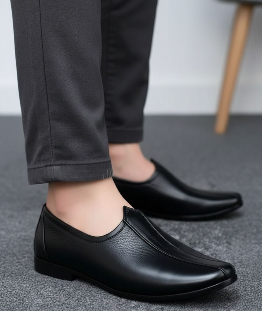 Men's Stylish Black Matte Juttis | Classic Ethnic Mojaris and Nagras Loafers For Men-image-44