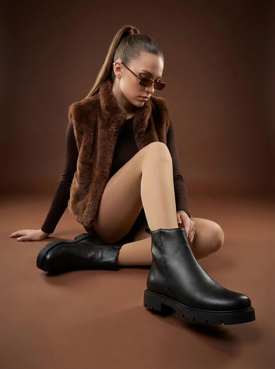 Printed Mid Top Chelsea Boots For Women-image-5