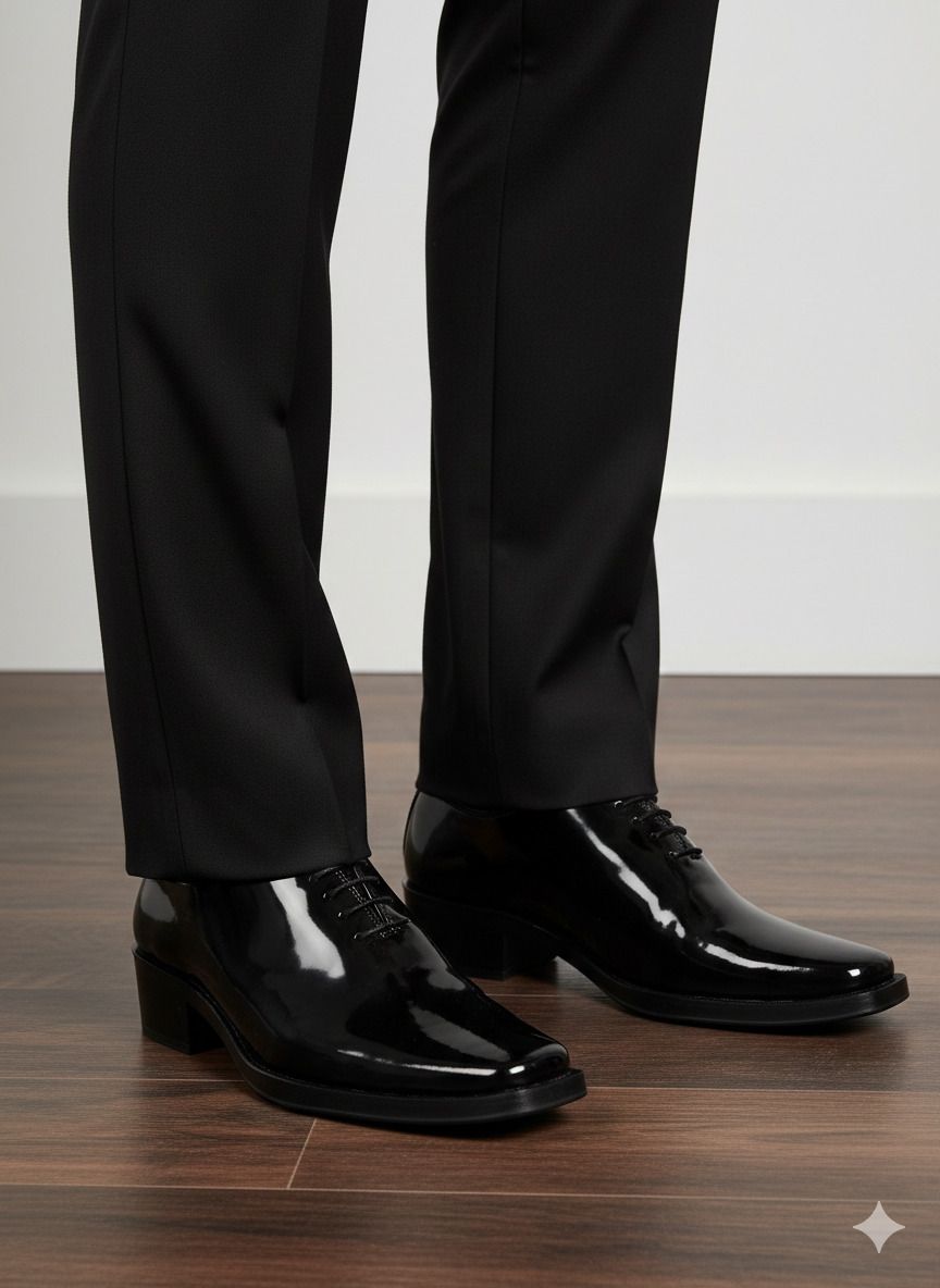 sir corbett SS26 Mens Black Patent Height Increasing Shoes For Men Oxford For Men-picture-11