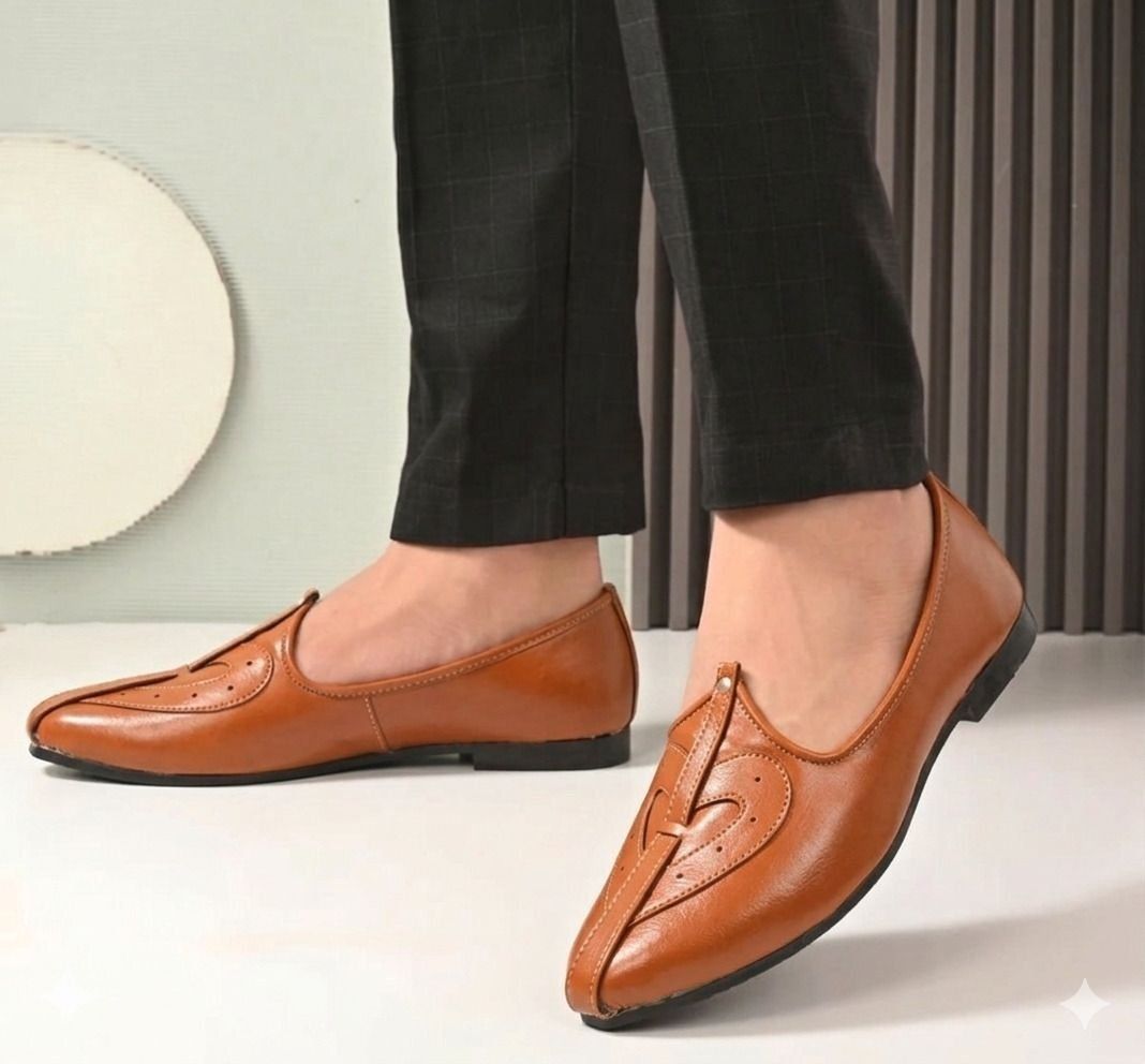 Men's Jalsa Jutti,rajasthani,jaipuri mojari For Men TAN Slip On For Men-image-34