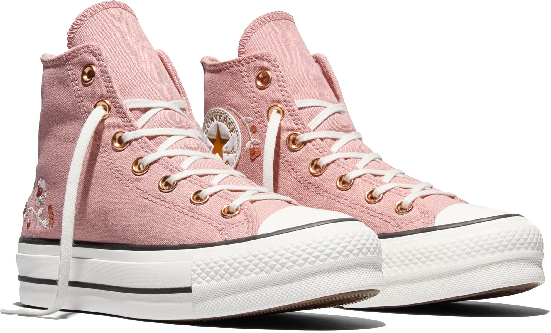 converse Chuck Taylor All Star Lift Platform Sequin Flowers High Top Canvas Sneakers For Women-picture-15