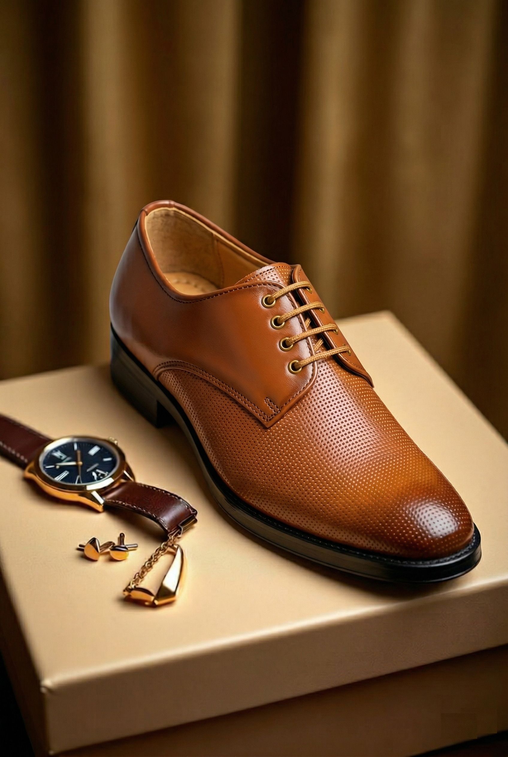 gracefit Tan Formal Lace Up Office Wedding Decent Derby For Men-picture-21