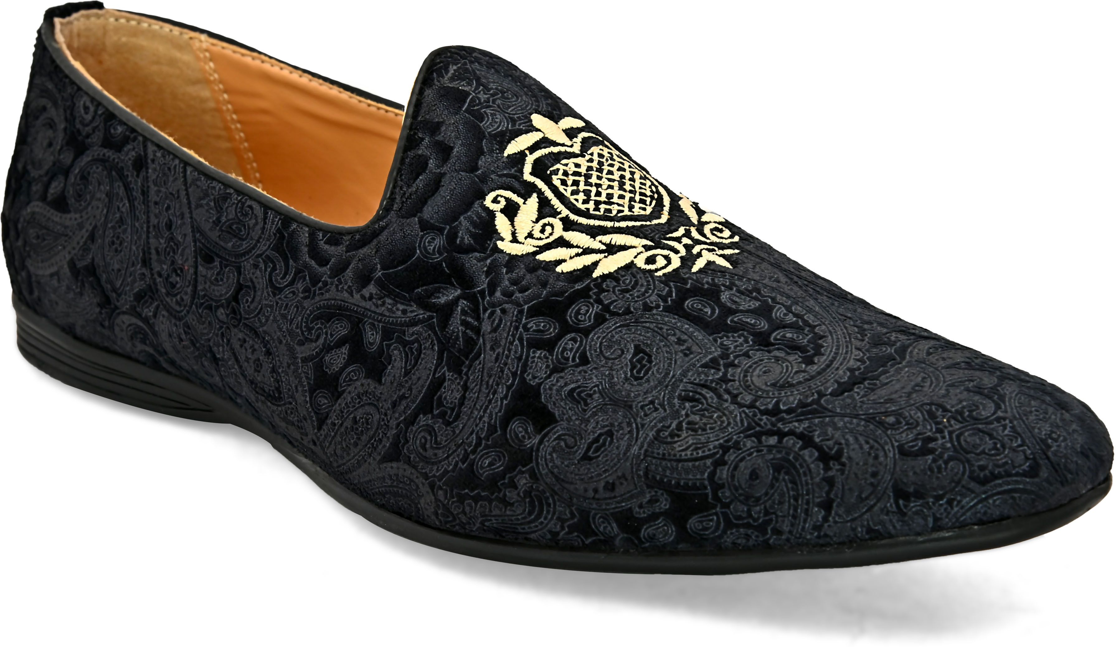 house of pataudi Men Embroidered Light Weight Casual Slip On Mojaris Loafers For Men-picture-10