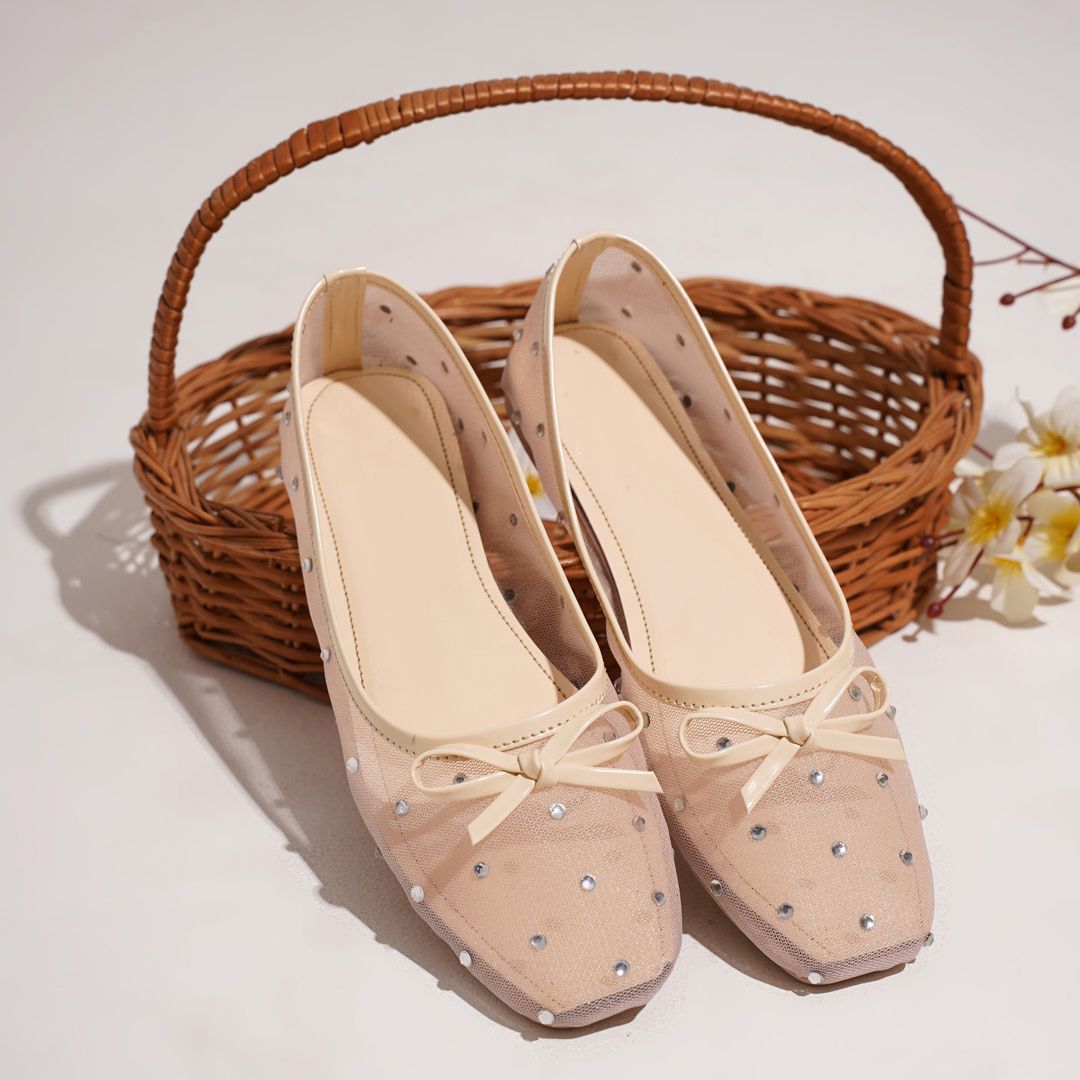 Designer Mesh Ballet Flats for Women | Comfortable Party Wear Flats Bellies For Women-image-2