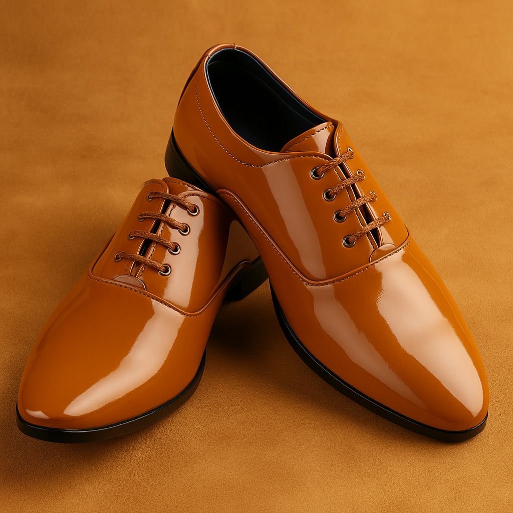 Patent Leather Brown Lace-Up Office Party Wear Shine Formal Shoes For Men Lace Up For Men-image-47