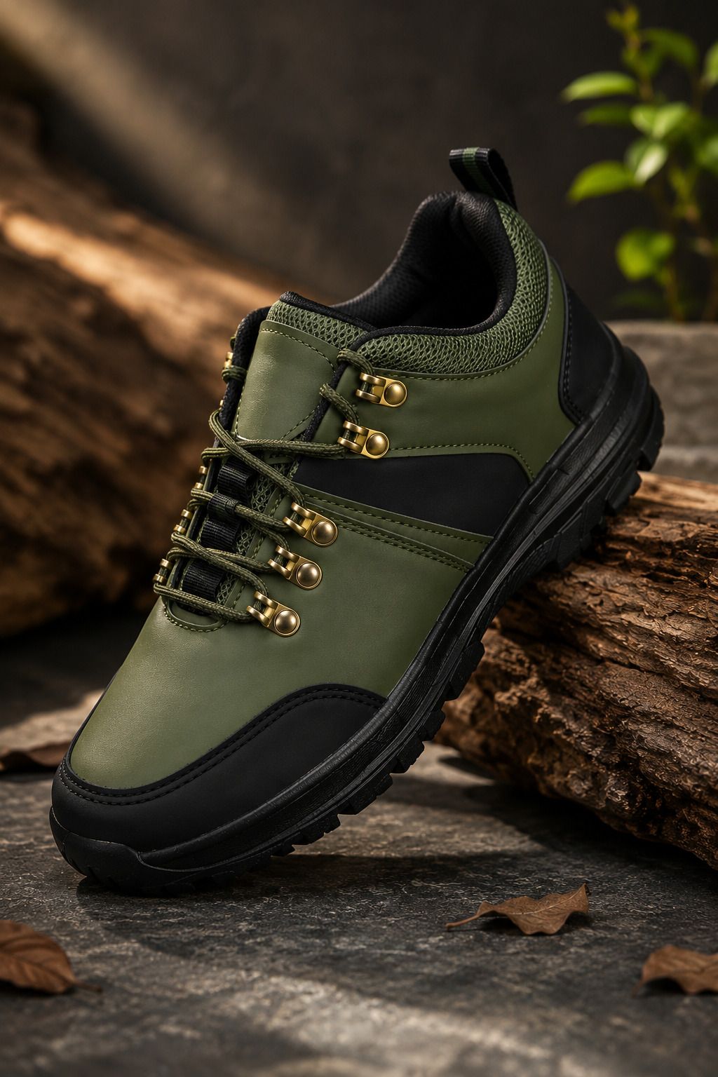 Men Olive Green Black Casual Sneakers | Stylish Lace-Up Outdoor Shoes Casuals For Men-image-21