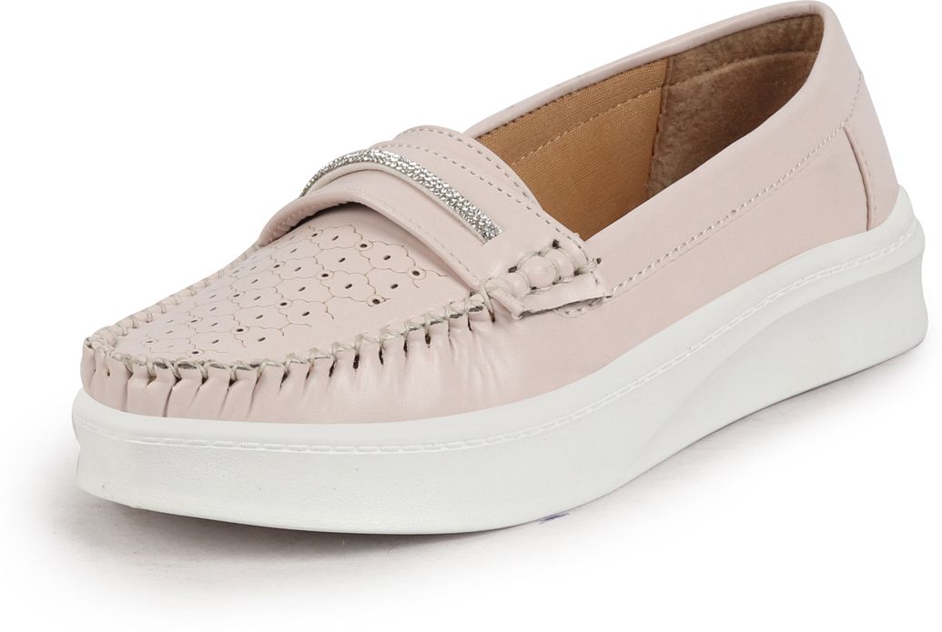 Perforated Laser Cut Stitched Height Enhancer Slip On Loafer|Classic|Office Wear Slip On For Women-image-31