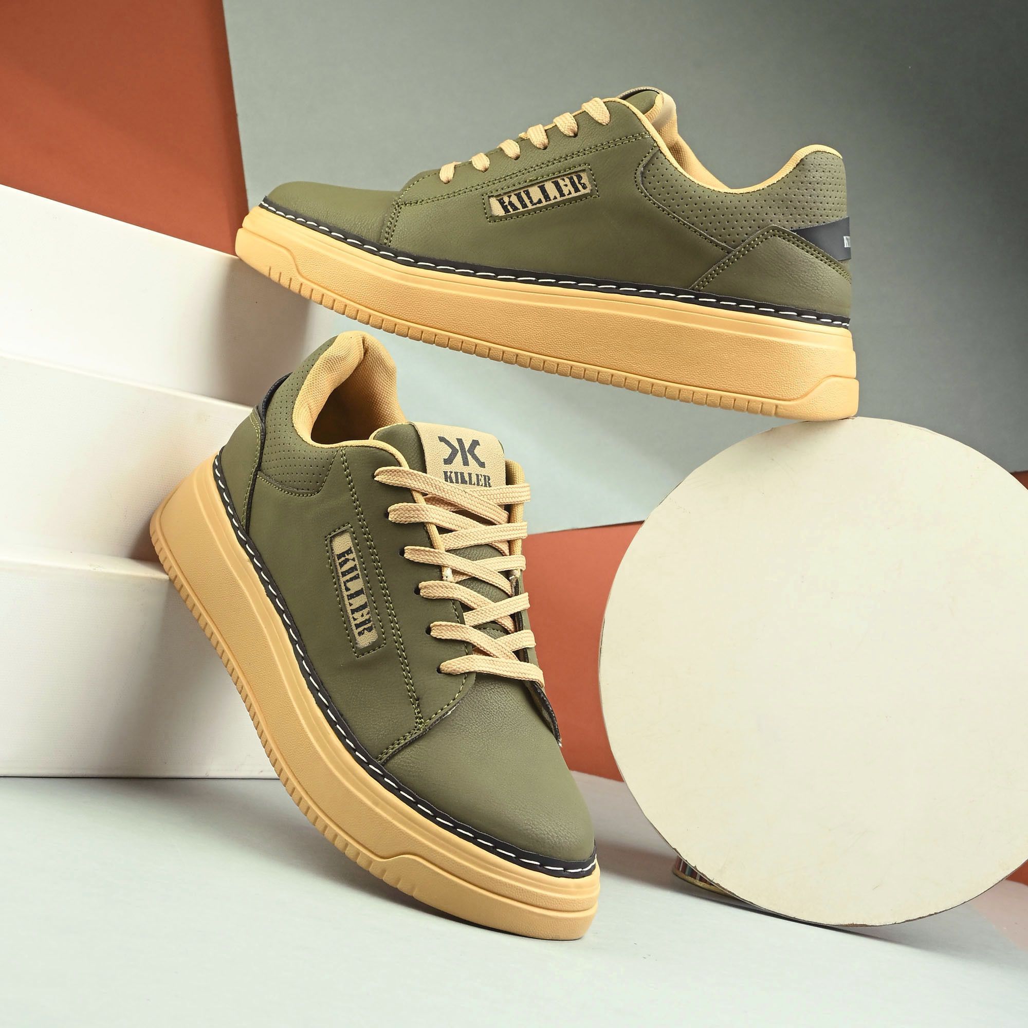 killer Men's Olive Green Casual Sneakers with Stylish Look & Comfortable Sole Sneakers For Men-picture-25