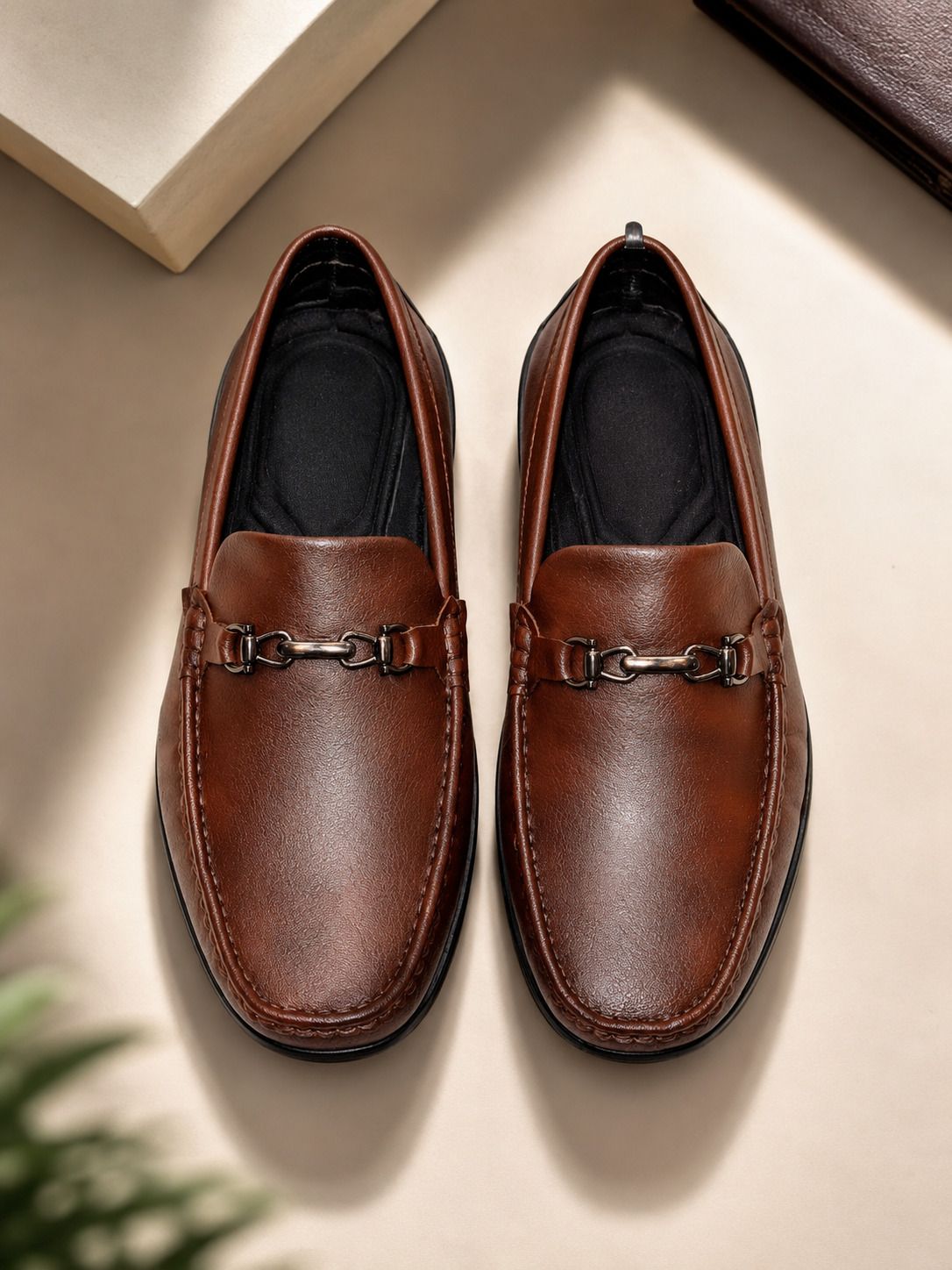 Men's Brown Horsebit Loafers Stylish Slip-On Formal Casual Shoes Loafers For Men-image-9