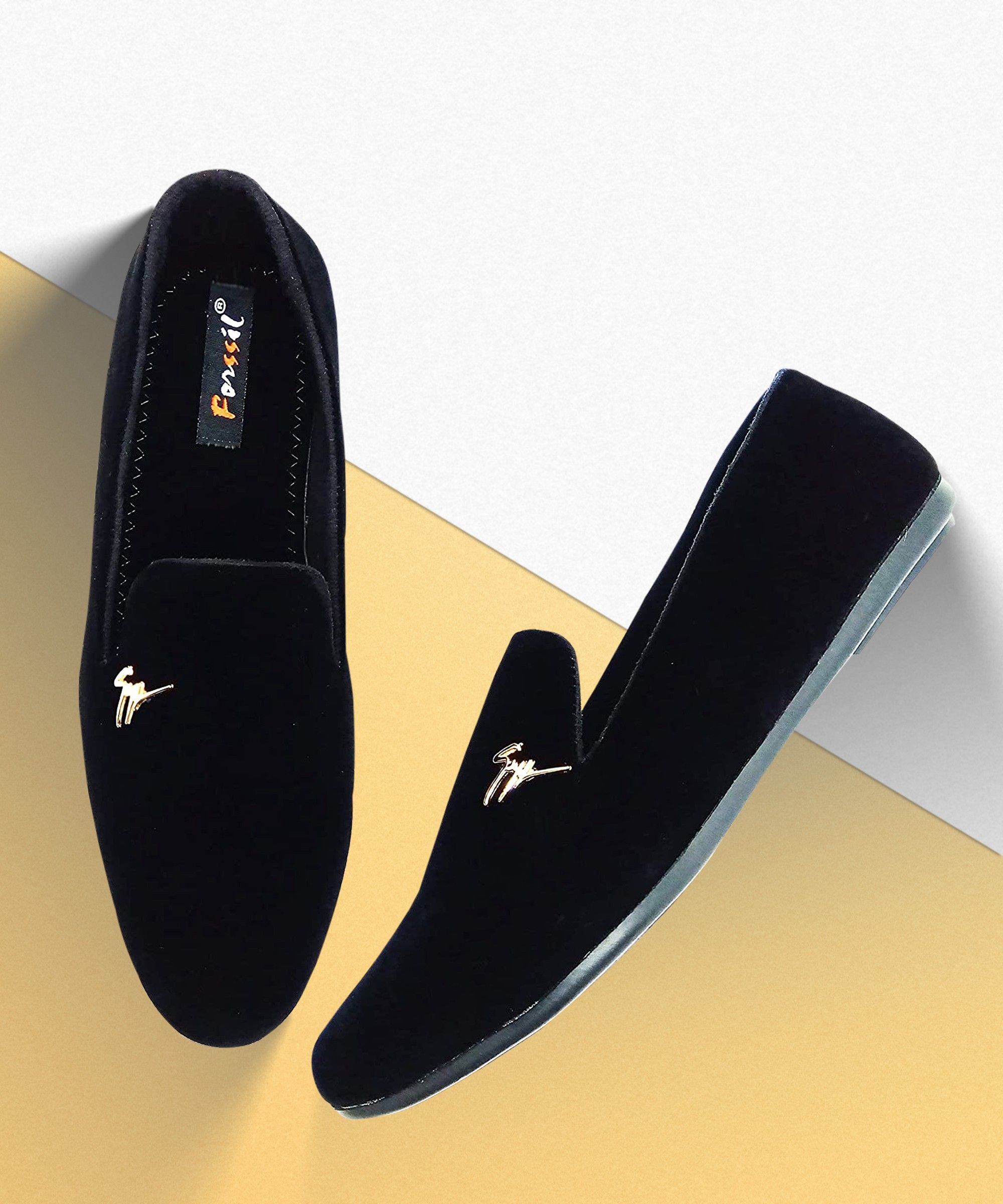 forssil Present Z-Black Velvet Loafers Shoes With Metal Emblishment for Men and Boys Loafers For Men-picture-25