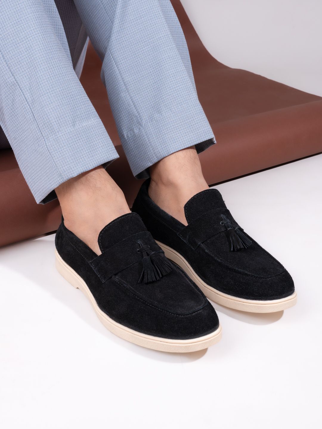 Men's Black Suede Leather Tassel Loafers | Premium Casual Slip-On Shoes Loafers For Men-image-41