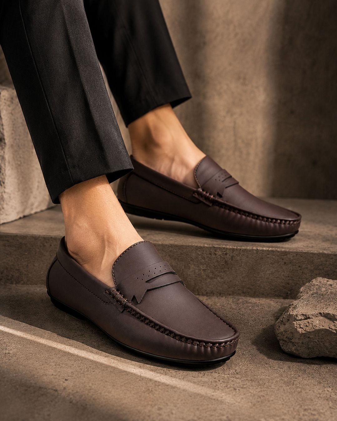 mr.wonker Men's Premium Brown Slip-On Loafers Loafers For Men-picture-11