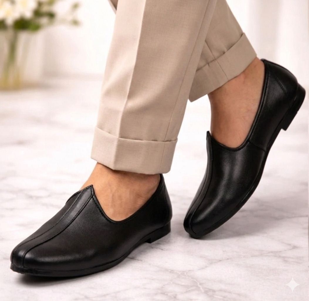 jaipuriya Men's Jalsa Jutti,rajasthani,jaipuri Jutis For Men BLACK Slip On For Men-picture-11