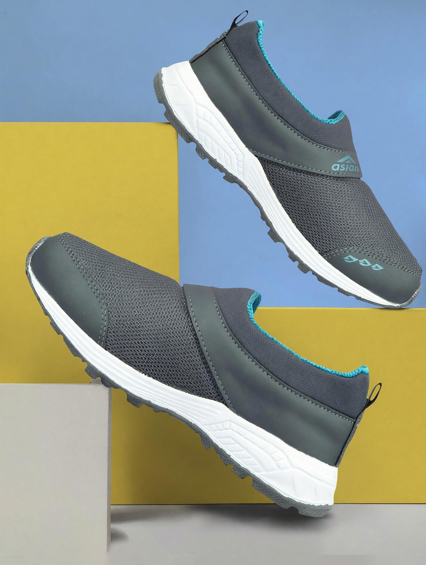 asian Future-04 laceless sports shoes for men | Latest Stylish Casual sneakers for men without laces | running shoes for boys | Slip on grey shoes for running, walking, gym, trekking & party Running Shoes For Men-picture-13