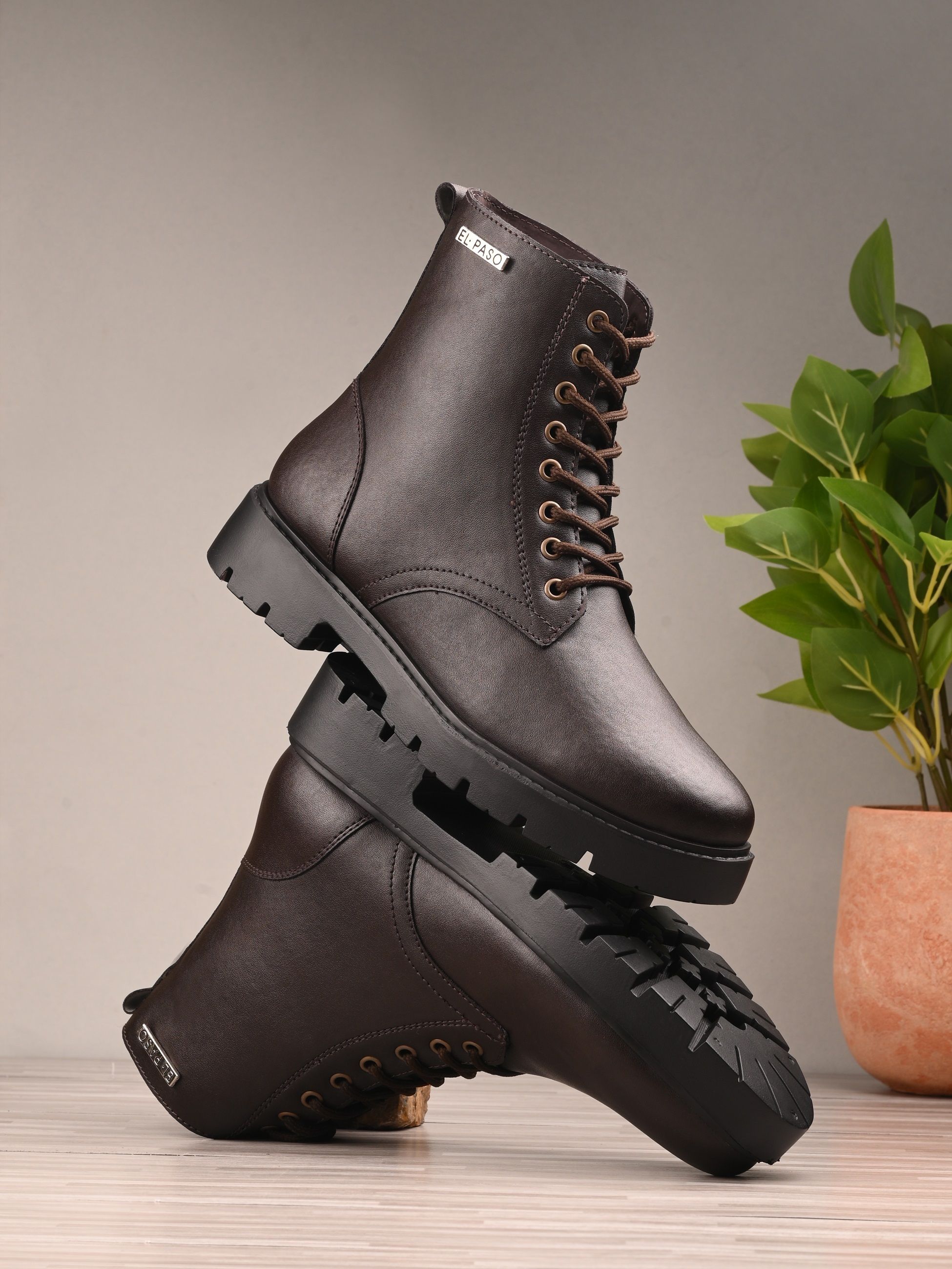 EL PASO Women Brown Faux Leather Casual Lace UP Boots Boots For Women-image-11