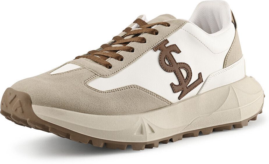 Men's Beige and White Sneaker, Casual Lightweight Lace-Up Sneakers, UK-7 Sneakers For Men-image-30
