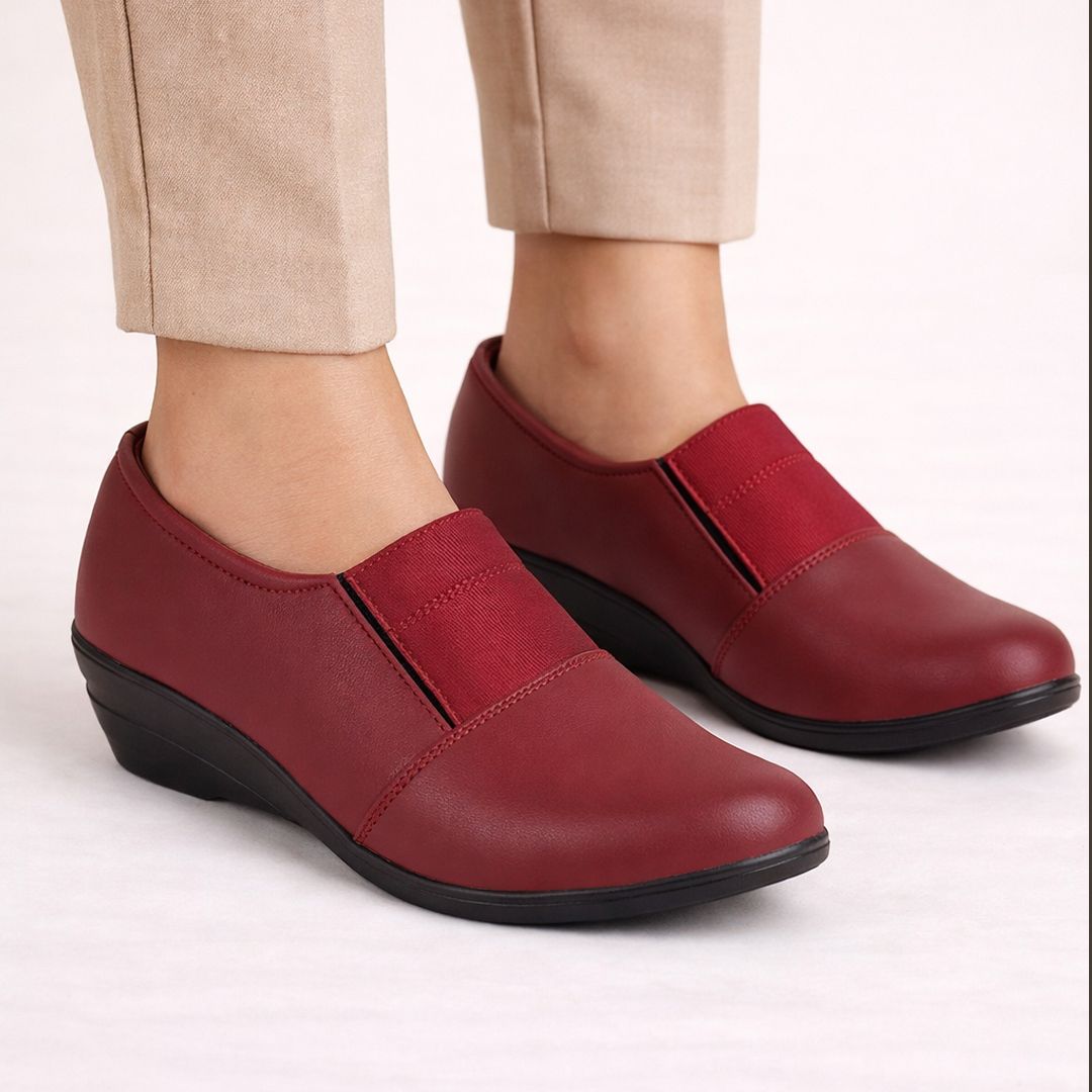 Classic Formal Pull On Shoes|Office Meeting Events Platform Heel Shoe Slip On For Women-image-3