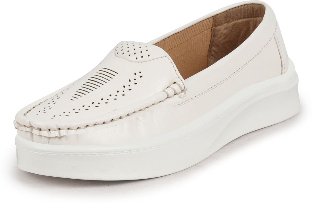 fausto Perforation Laser Cut Stitched Casual Slip On Loafer|Work|Outdoor|Office Wear Slip On For Women-picture-36