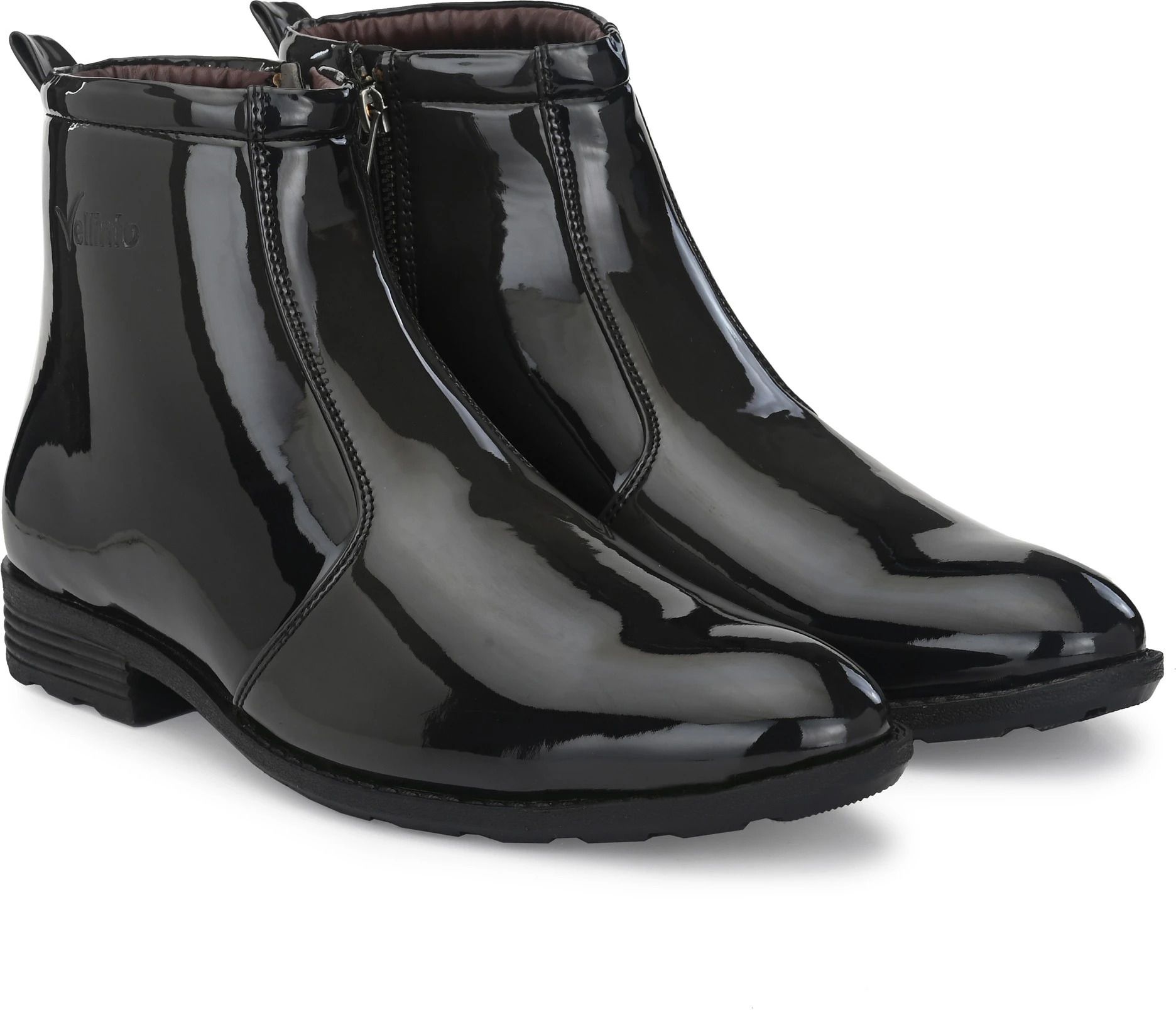 Royal Look Zipped Boots For Men ll Casual Shoes For Men ll Latest Patent Leather Chain Boots For Men-image-45
