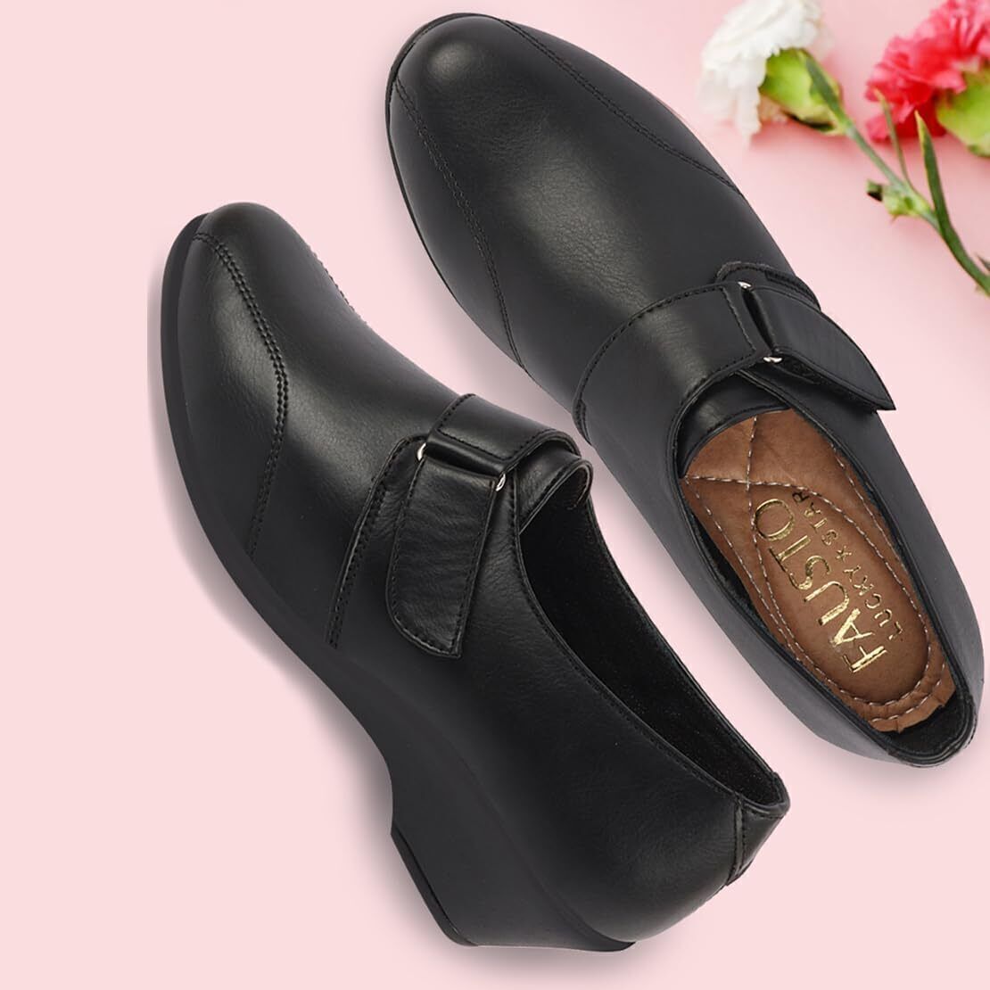 Fashion Hook and Loop Formal Office Platform Heel Wedges Slip On For Women-image-11