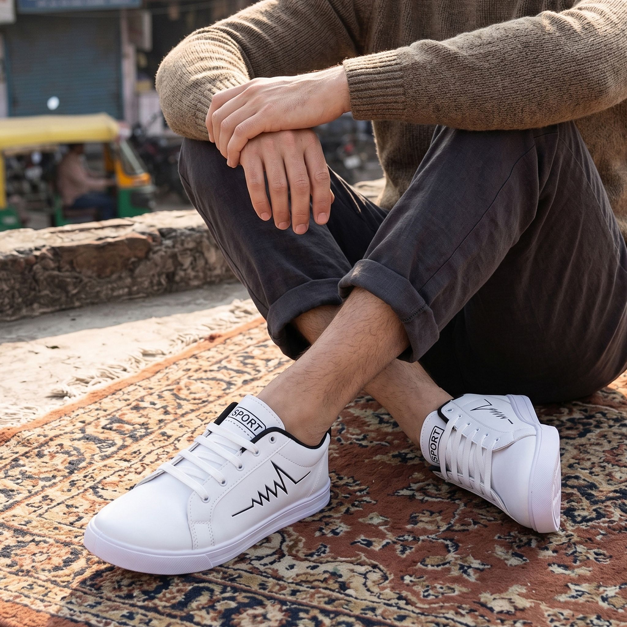Men's Casual Sneakers with Stripes | Lightweight Lace-Up Walking Shoes. Casuals For Men-image-15