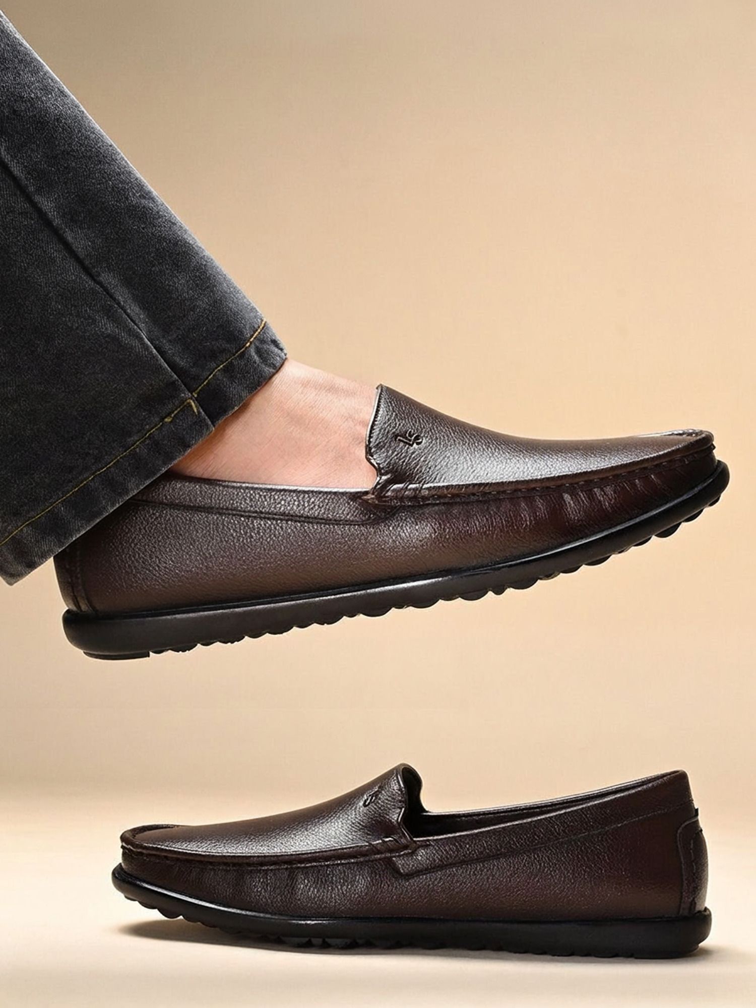 louis stitch Brunette Brown Genuine Leather Loafers for Men, Lightweight Slip-On Shoes, UK10 Loafers For Men-picture-19