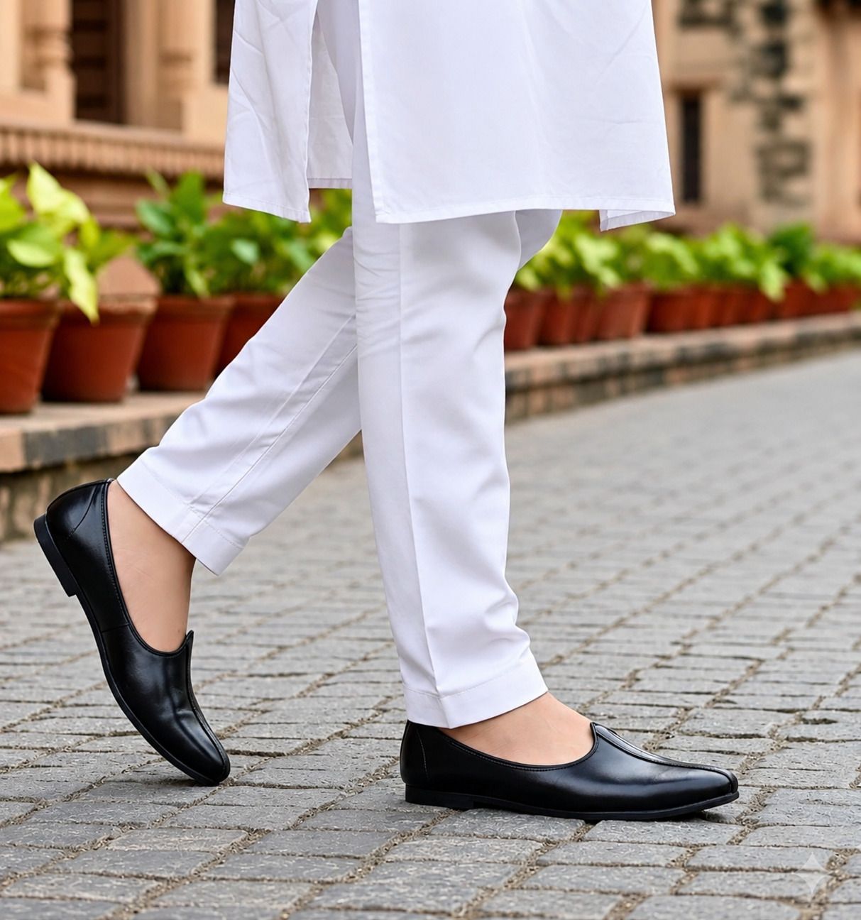 Black Leatherette Juttis | Fashionable Ethnic Nagra Shoes Loafers For Men-image-49