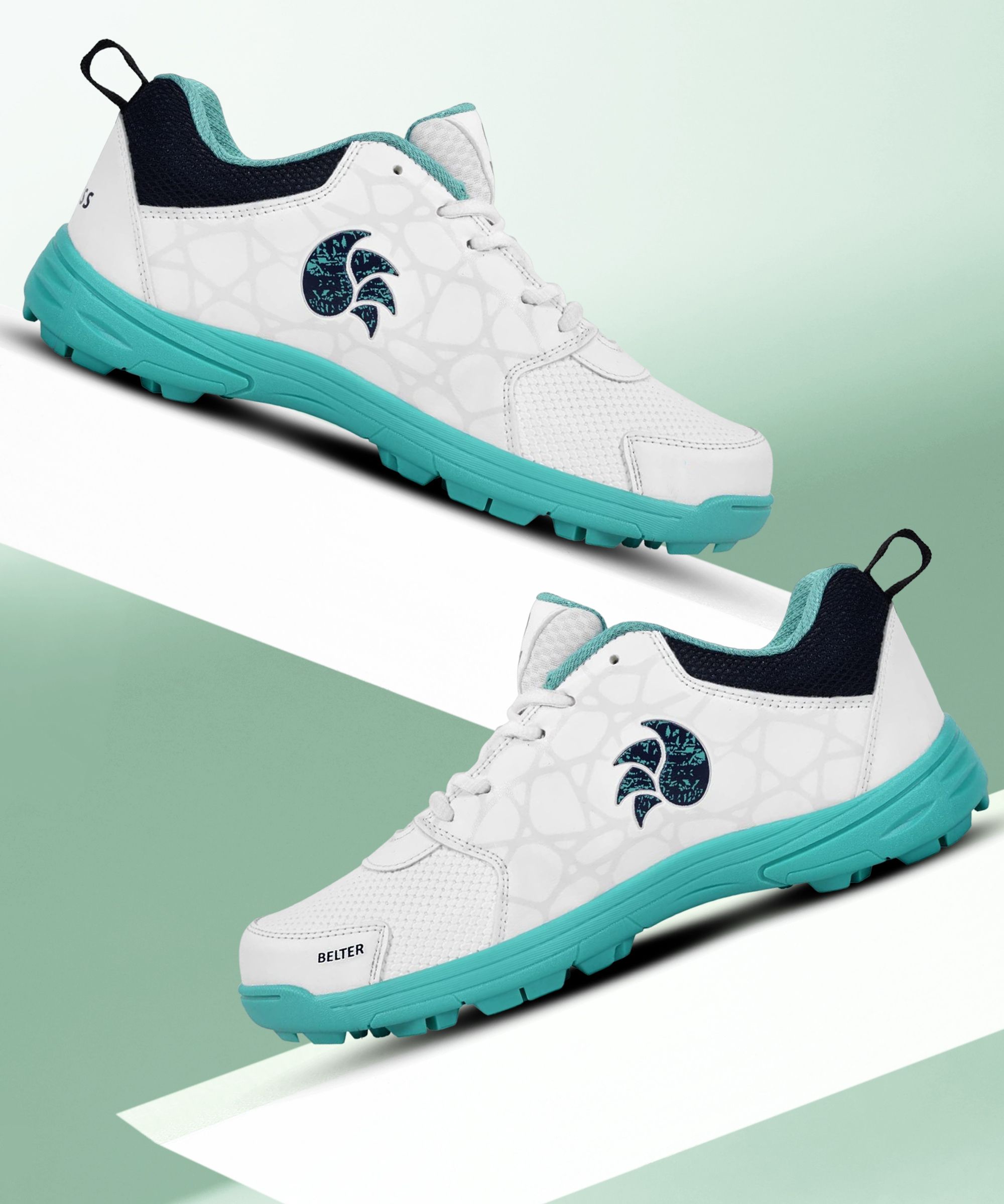 DSC Belter Cricket Shoes, Size: 8 UK/ 9 US/ 42 EU, (Sea Green & White) Cricket Shoes For Men